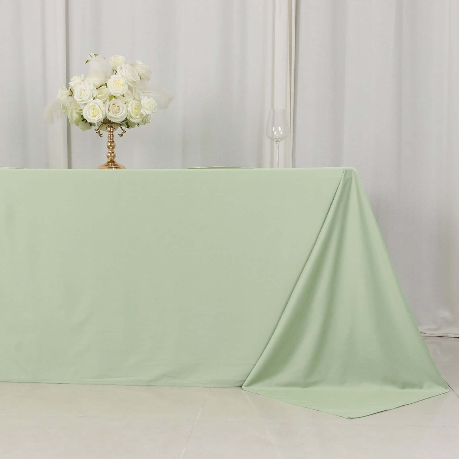 Premium Scuba Rectangular 90x132 Tablecloth Sage Green - Wrinkle Free, Stain Resistant & Seamless Table Cover