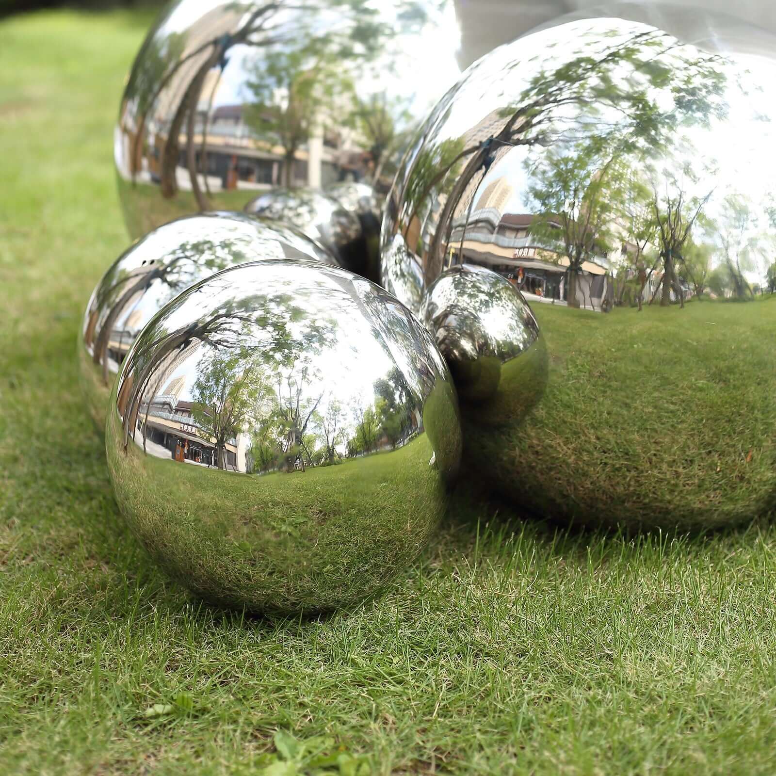 2-Pack Gazing Globe Mirror Ball Reflective Hollow Stainless Steel Silver Spheres - Decorative Outdoor Garden Display 12