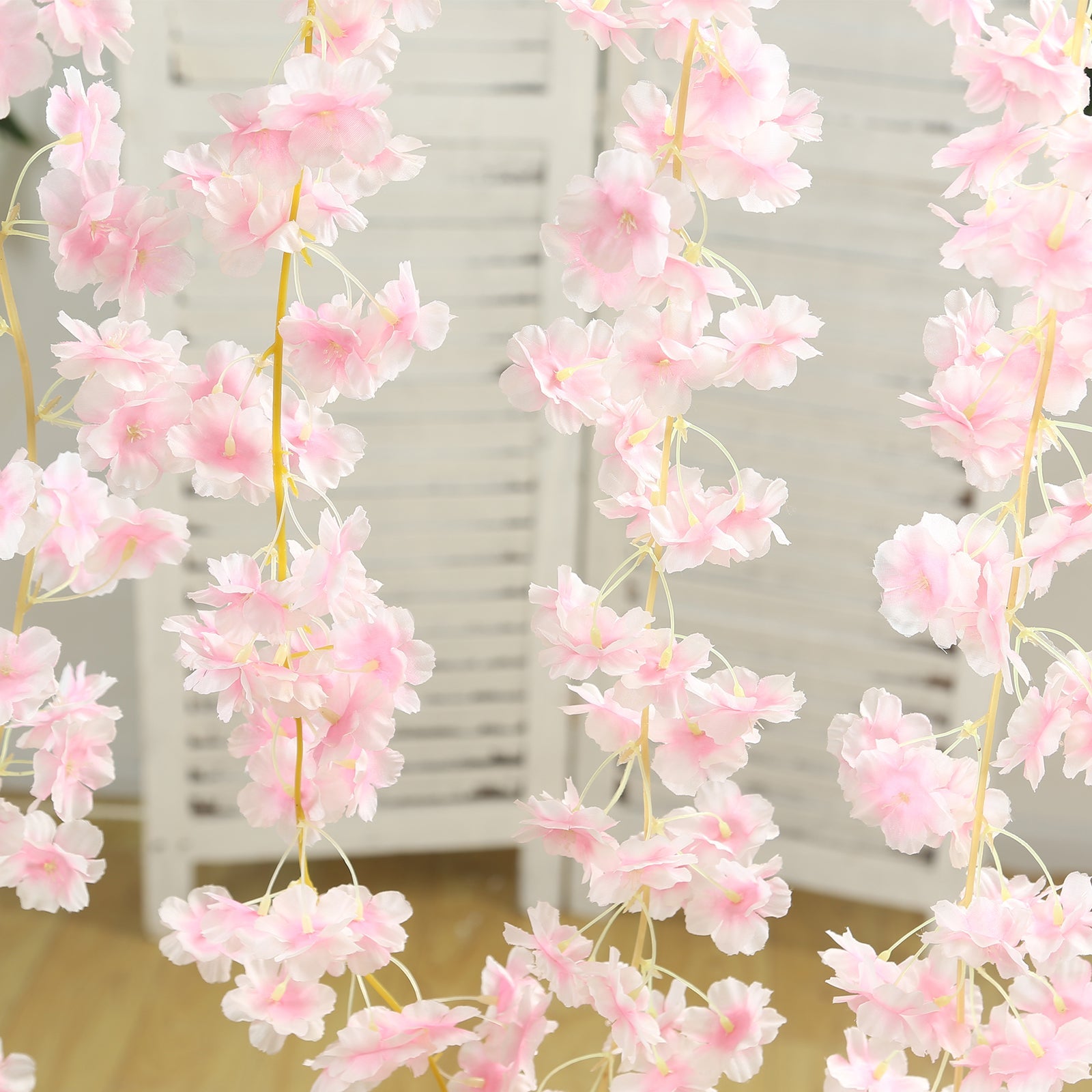 5 Pack Blush Artificial Cherry Blossom Floral Garland, 6ft Silk Flower Hanging Vines