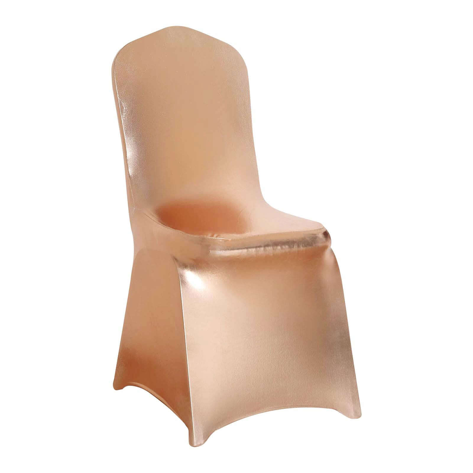 Spandex Banquet Chair Cover Metallic Rose Gold - Glittering Fitted Slipcover