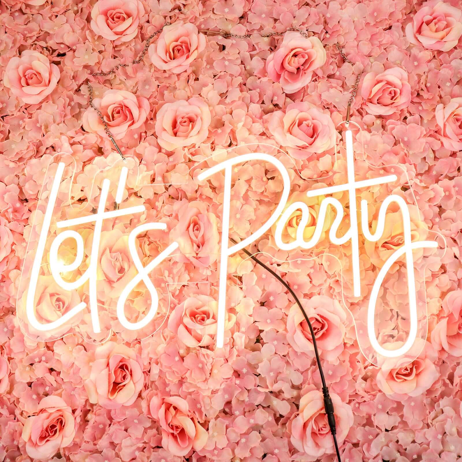 23 Let's Party Neon Light Sign, LED Reusable Wall Décor Lights With 5ft Hanging Chain