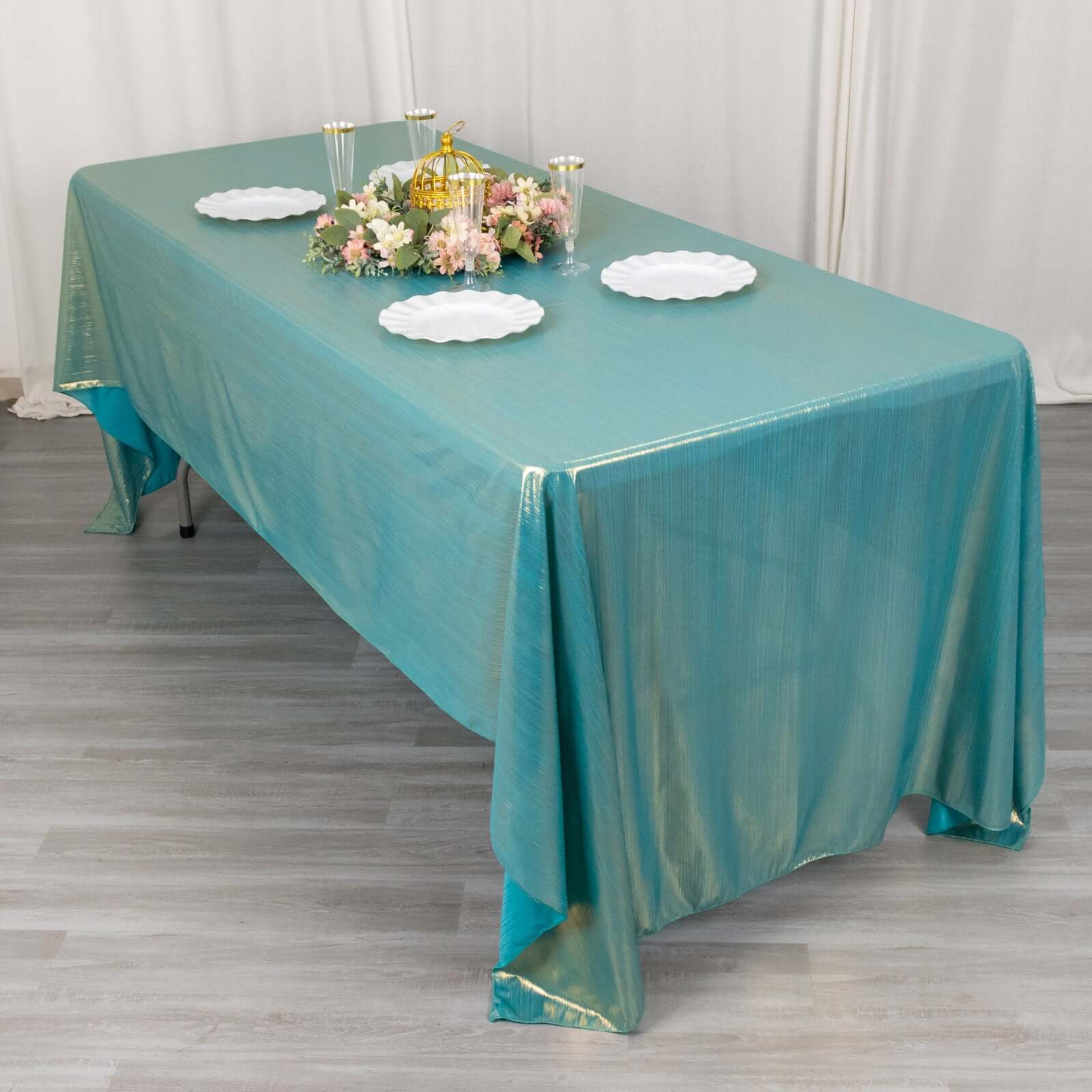 Sequin Dots Polyester 60x126 Rectangle Tablecloth Shimmering Turquoise - Wrinkle Free & Sparkling Table Cover