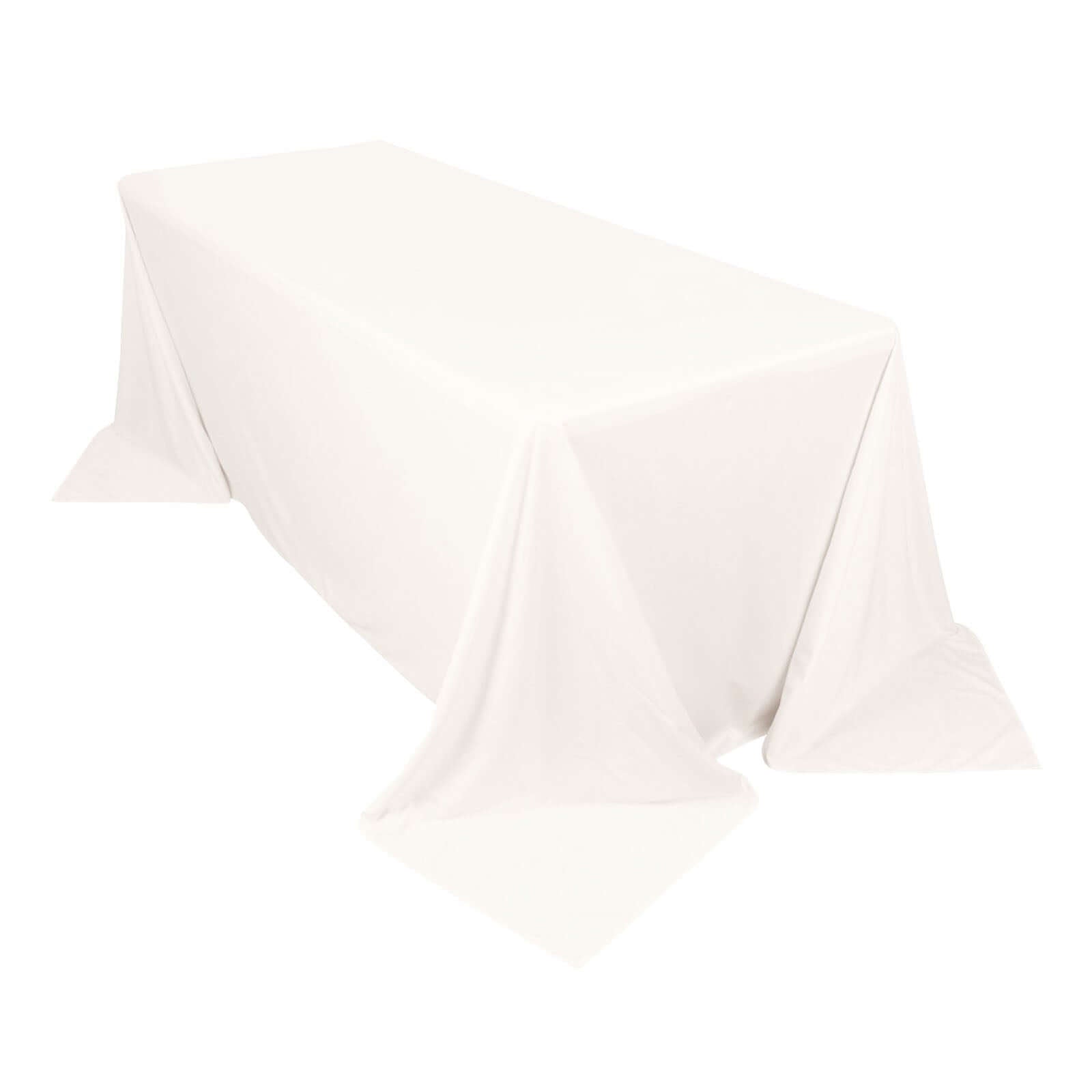 Premium Scuba Rectangular 90x132 Tablecloth Ivory - Wrinkle Free, Stain Resistant & Seamless Table Cover