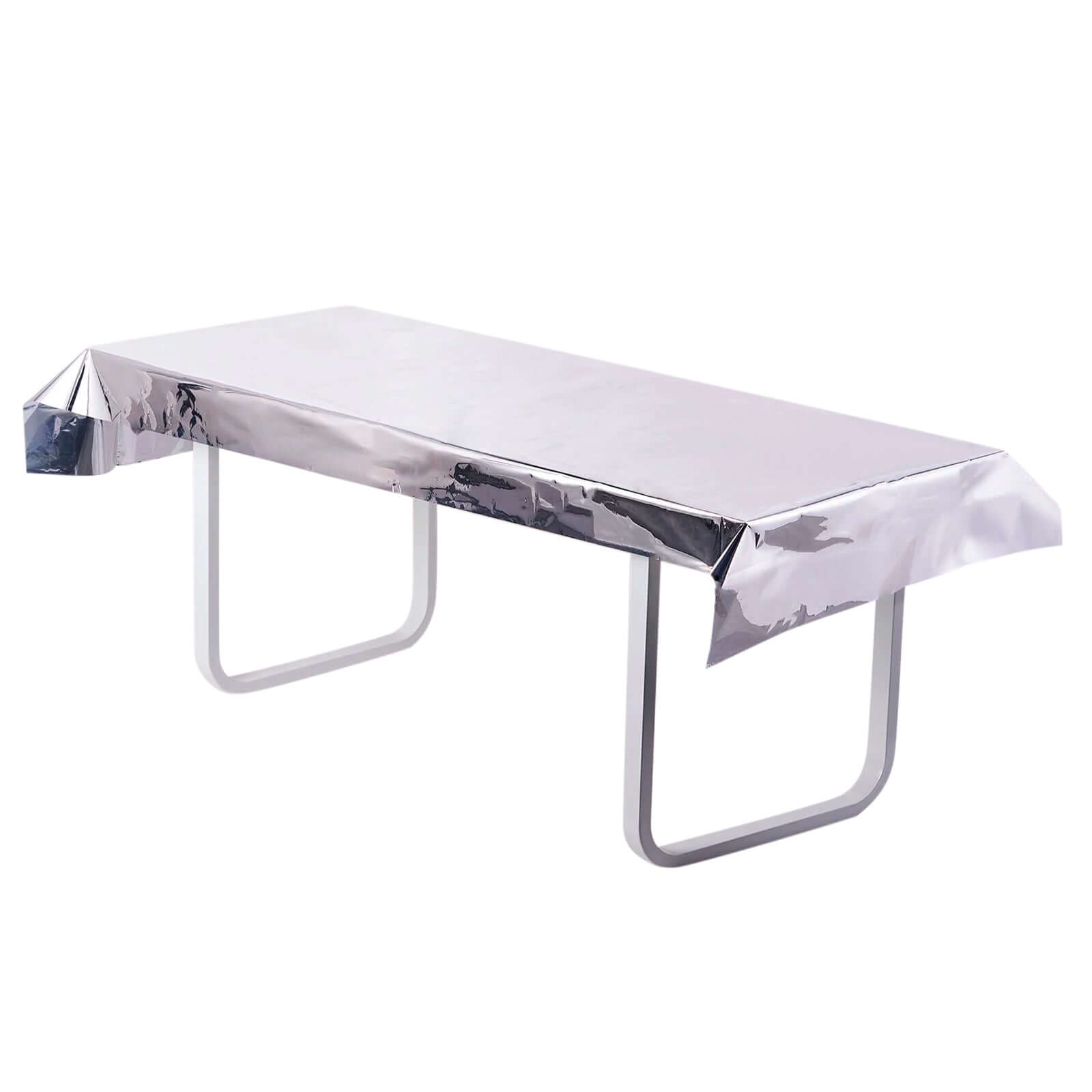 Metallic Foil Tablecloth Rectangle Silver - Decorative Disposable Table Cover 40x90