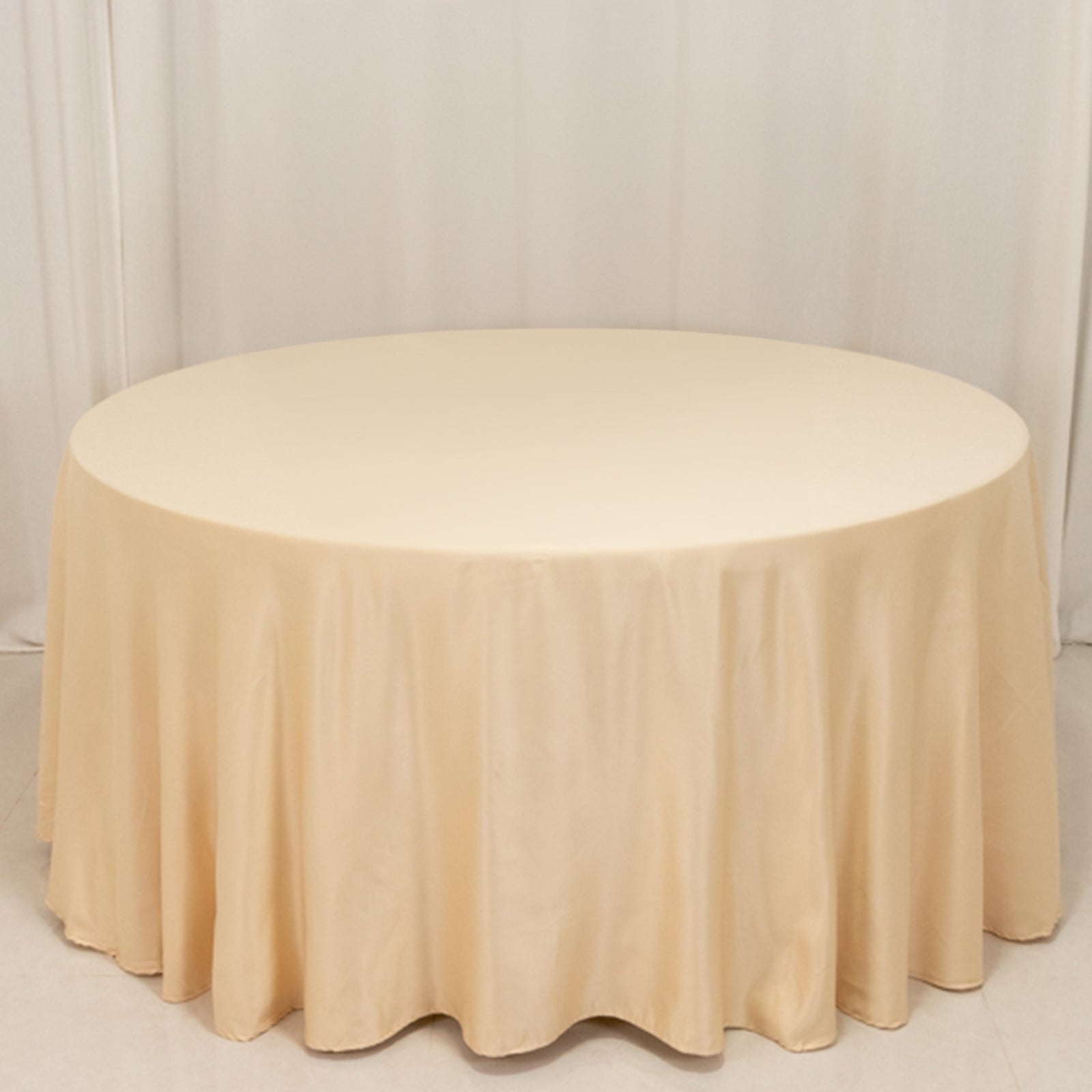 Lamour Satin 120 Round Tablecloth Beige - Seamless Table Cover with Soft Tempered Sheen