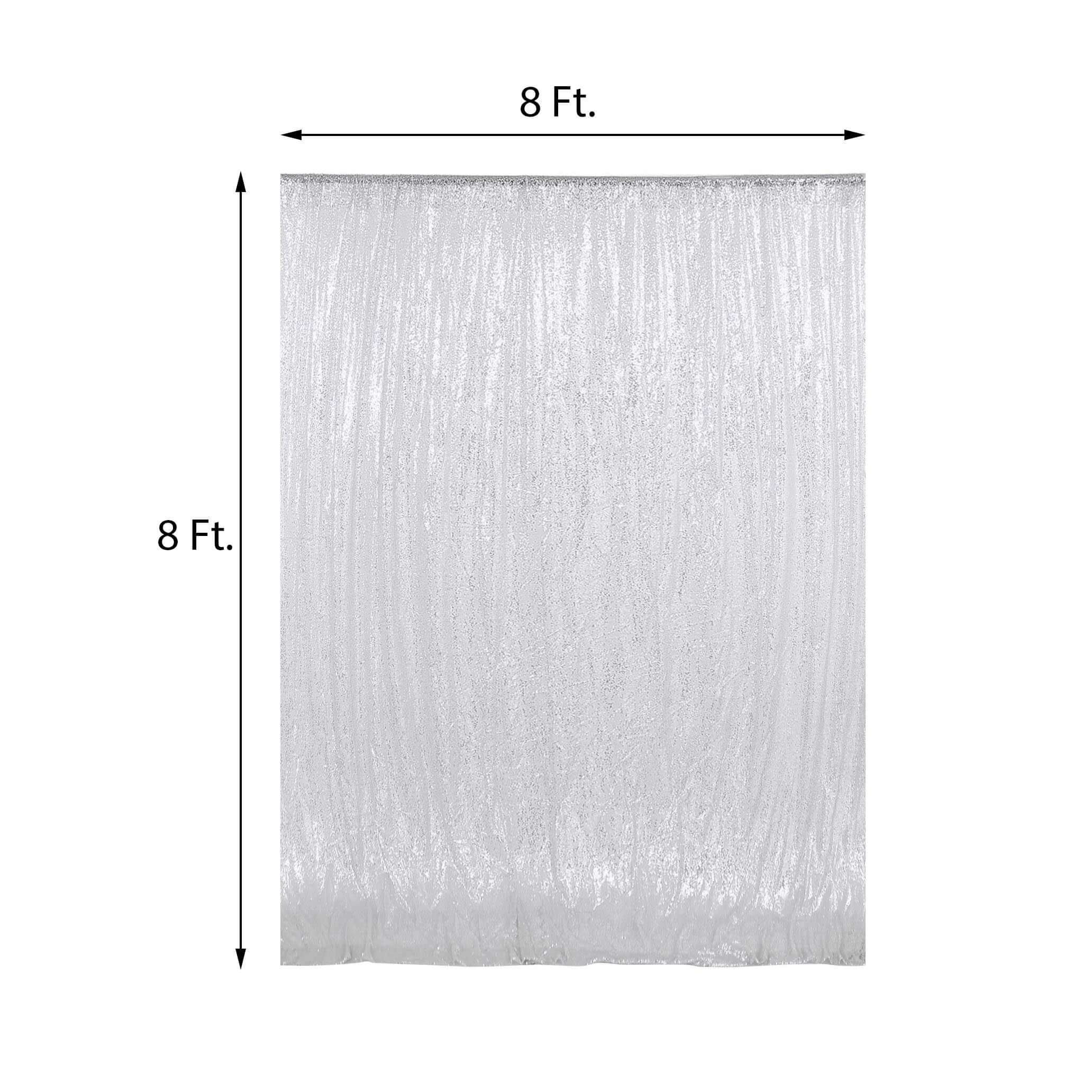 8ftx8ft Silver Sequin Event Curtain Drapes, Backdrop Event Panel