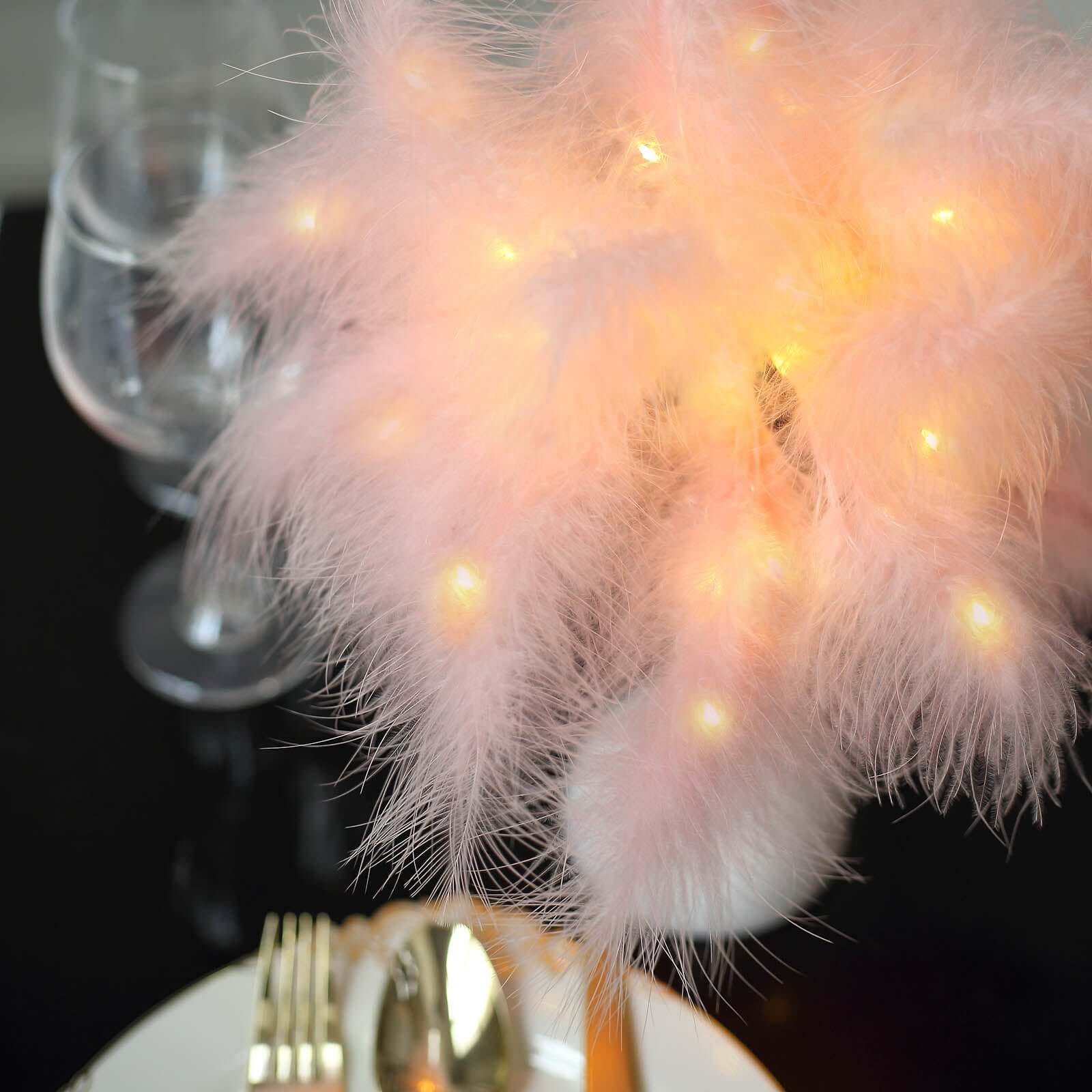 Table Lamp Feather Design Blush LED Battery Operated - Cordless Wedding Centerpiece 15