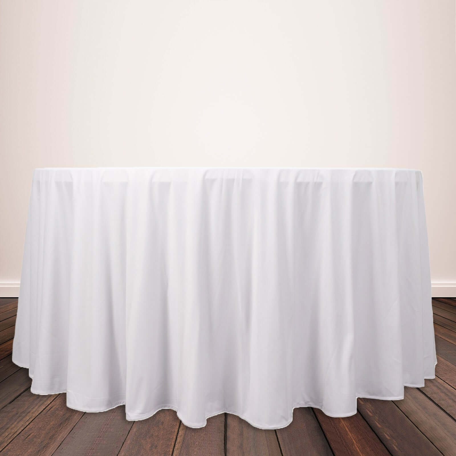 Premium Scuba Round 120 Tablecloth White - Wrinkle Free & Stain Resistant Seamless Table Cover for Weddings & Events