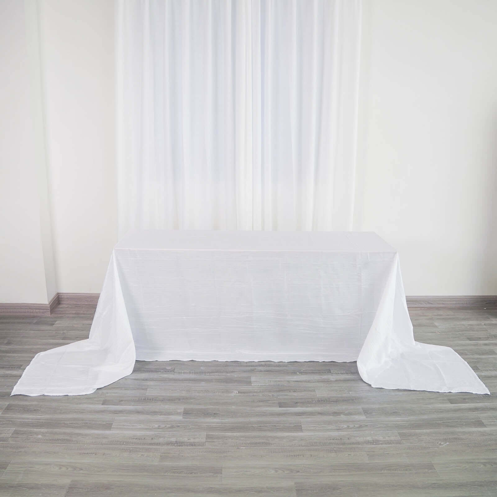 Taffeta 90x156 Rectangle Tablecloth White - Seamless Accordion Crinkle Design for Stylish Celebrations