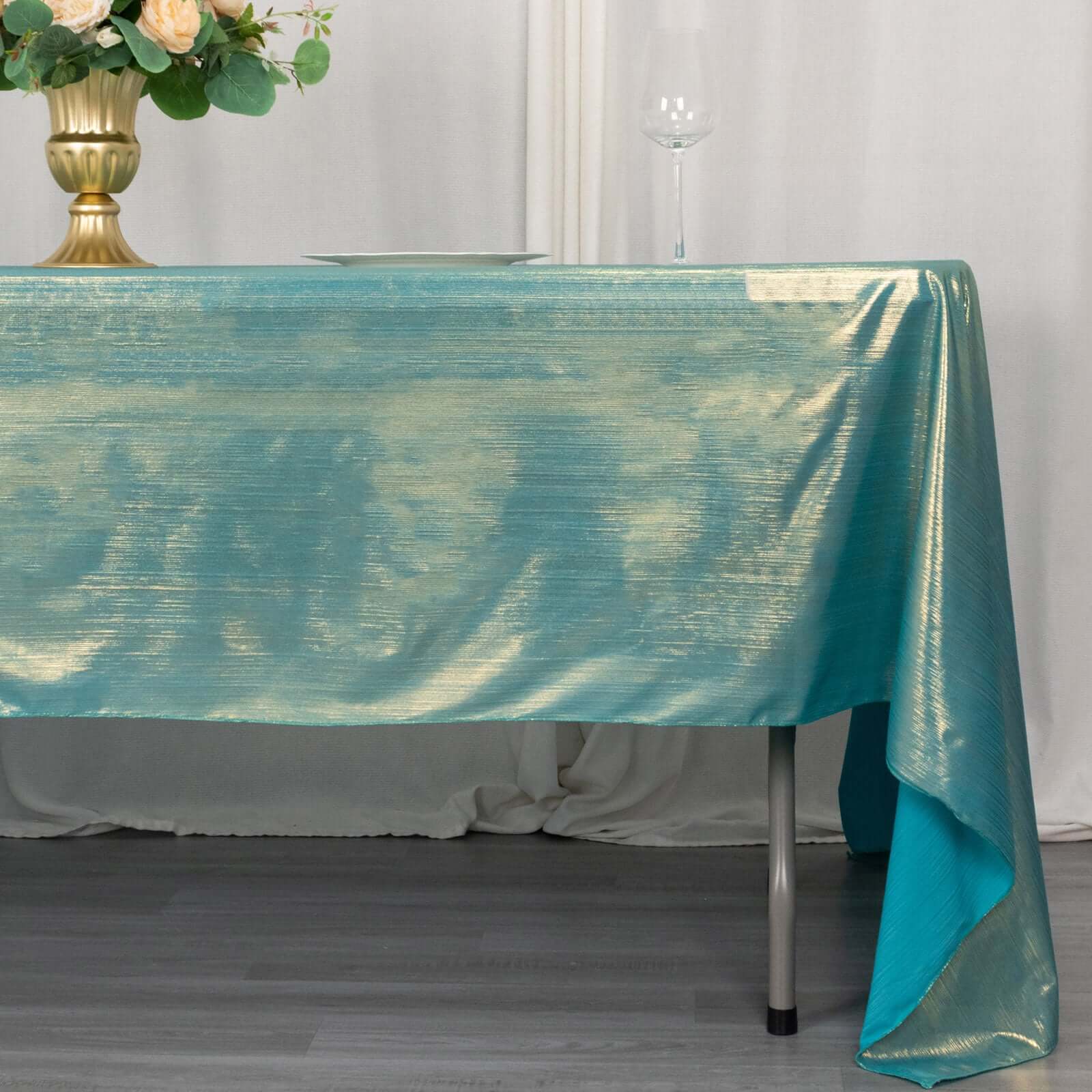 Sequin Dots Polyester 60x126 Rectangle Tablecloth Shimmering Turquoise - Wrinkle Free & Sparkling Table Cover