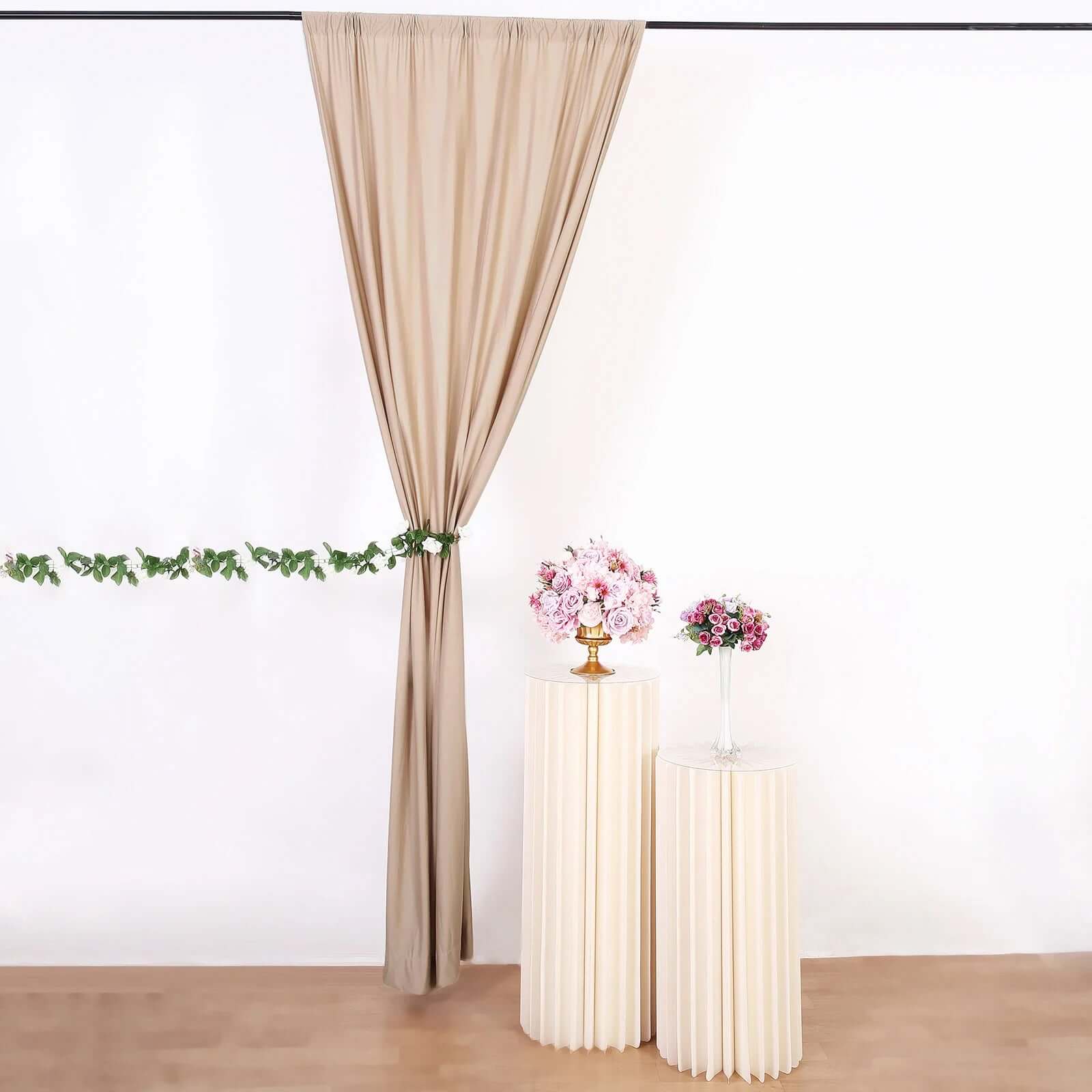 2 Pack Nude Scuba Polyester Event Curtain Drapes, Durable Flame Resistant Backdrop Event Panels Wrinkle Free with Rod Pockets - 10ftx10ft