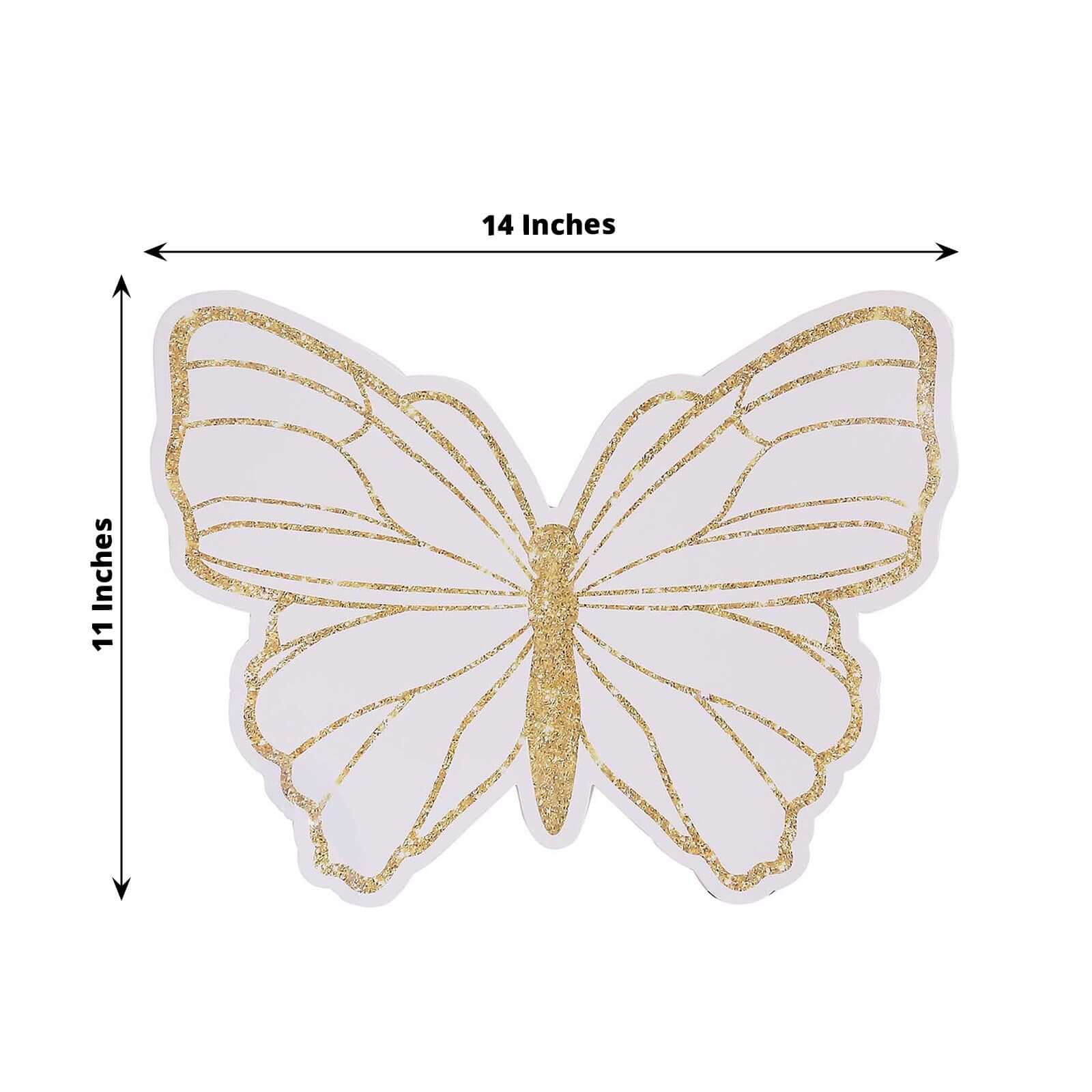 10-Pack Disposable Table Placemats with White Butterfly Design & Gold Glitters - 400GSM Cardboard Placemats for Kids' Parties, Baby Showers & Celebrations 14