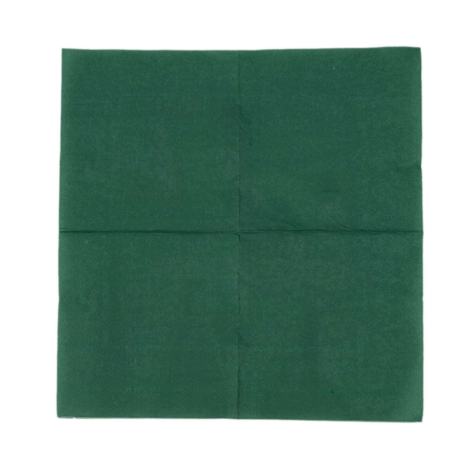 50-Pack Paper Beverage Napkins Hunter Emerald Green - 2 Ply Disposable Soft 18GSM Cocktail Napkins 5x5