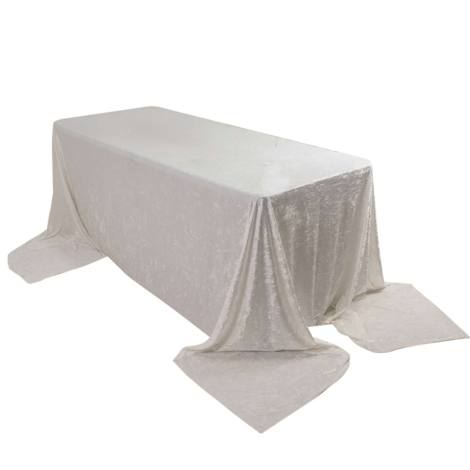 Premium Crushed Velvet 90x156 Rectangle Tablecloth White - Reusable Soft & Sophisticated Seamless Table Cover