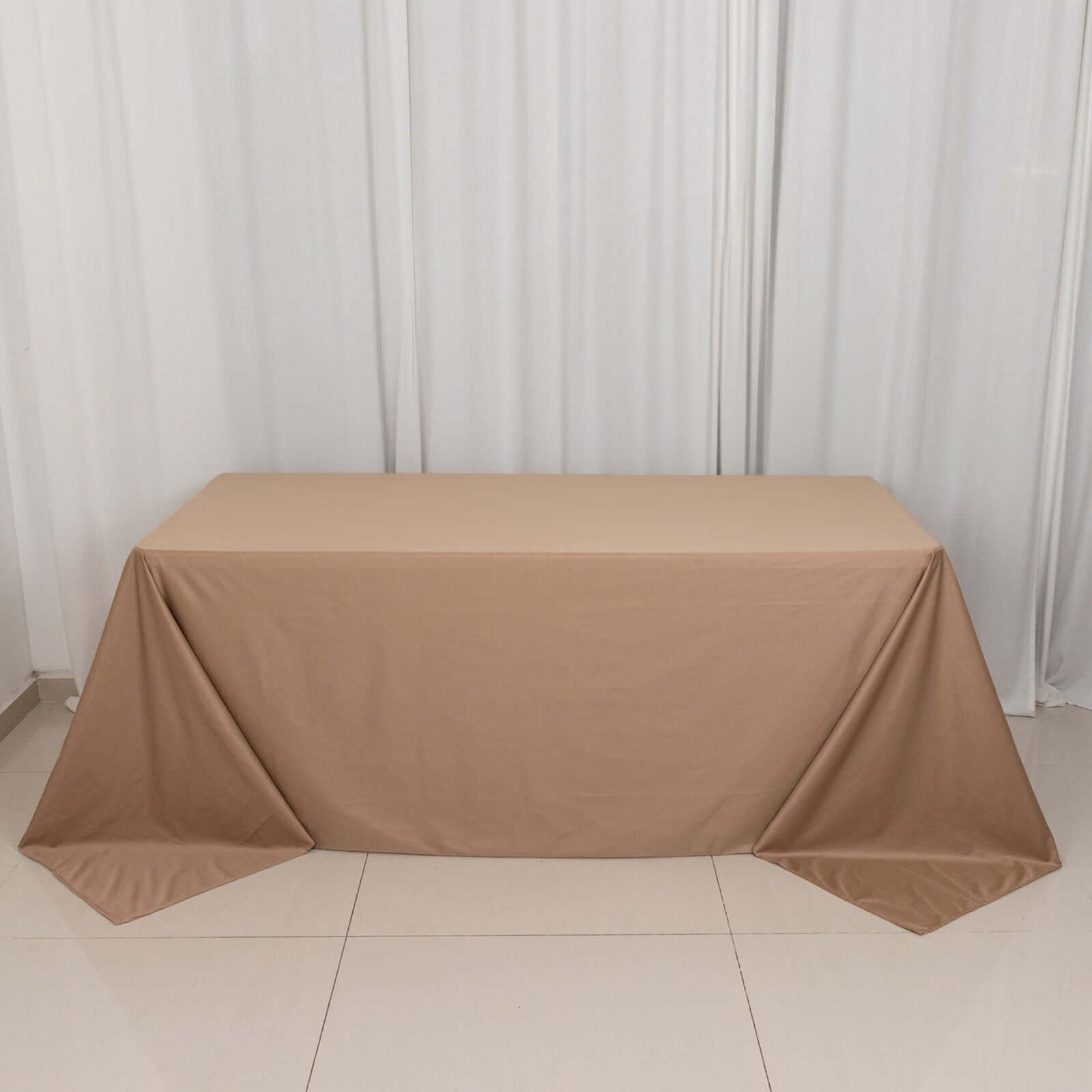 Premium Scuba Rectangular 90x132 Tablecloth Nude - Wrinkle Free, Stain Resistant & Seamless Table Cover