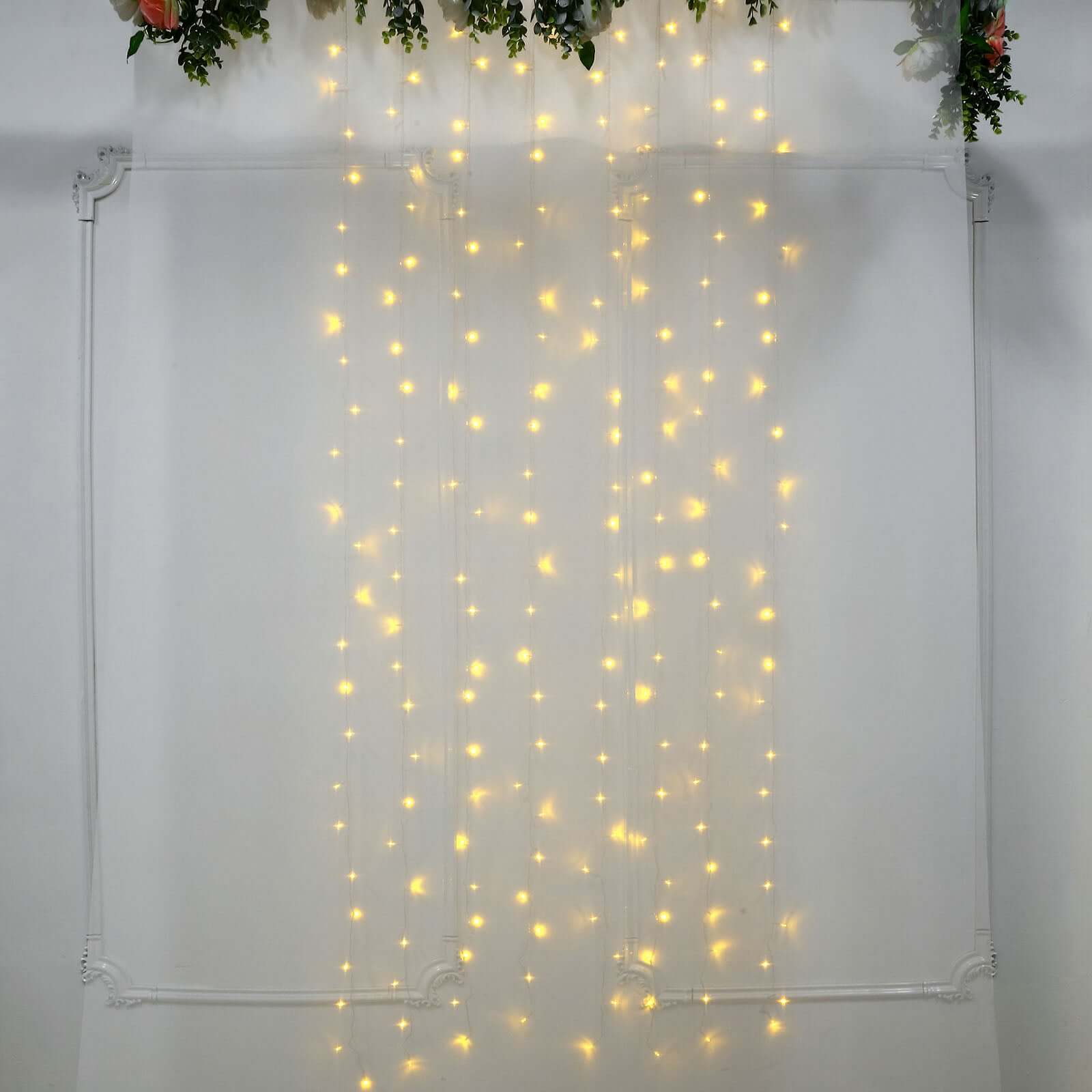 5ftx8ft Warm White 192 LED Icicle Curtain Fairy String Lights with 8 Modes