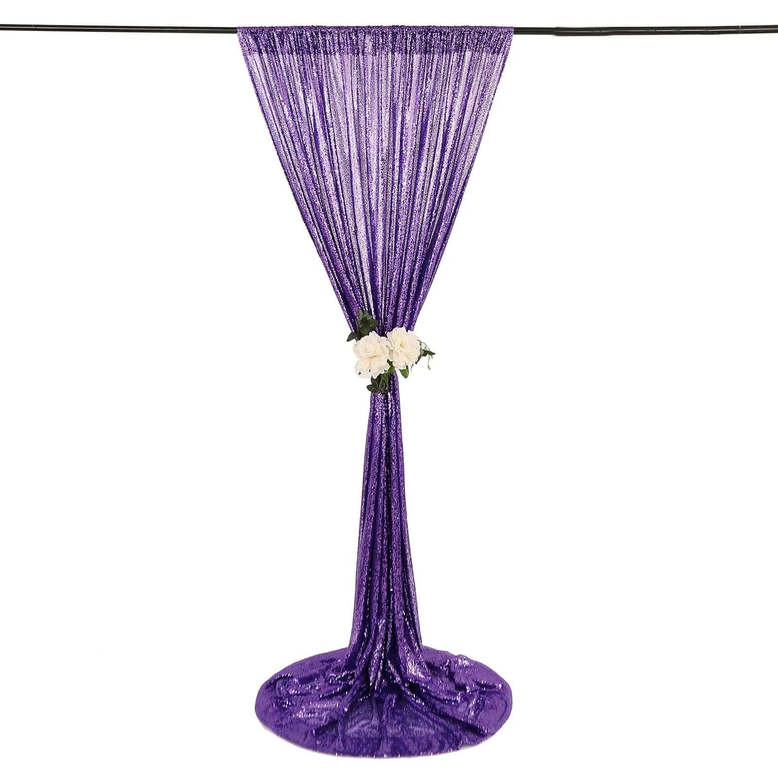 8ftx8ft Purple Sequin Event Curtain Drapes, Backdrop Event Panel