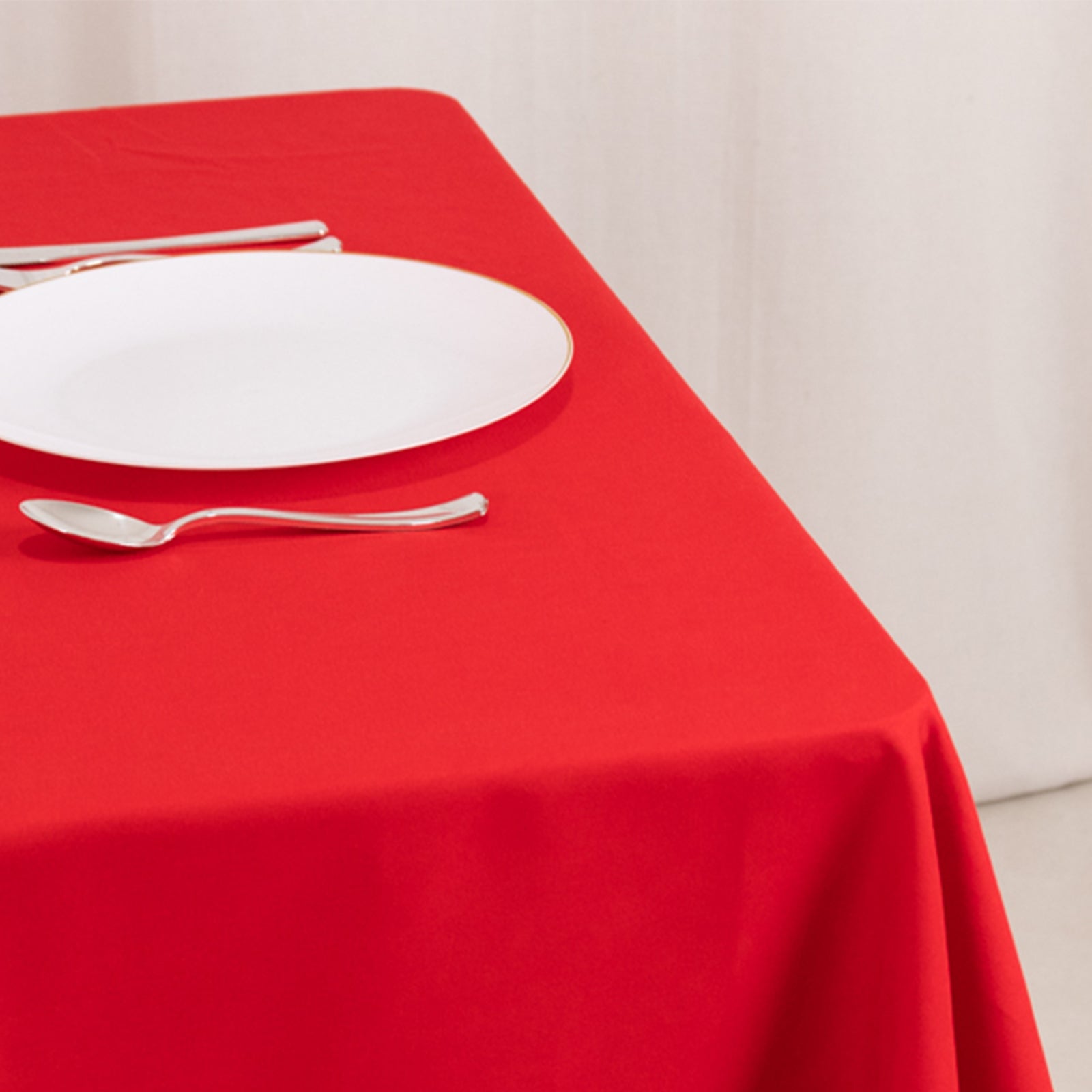 Cotton Blend 70x70 Square Tablecloth Red - Wrinkle-Resistant Fabric Table Cover