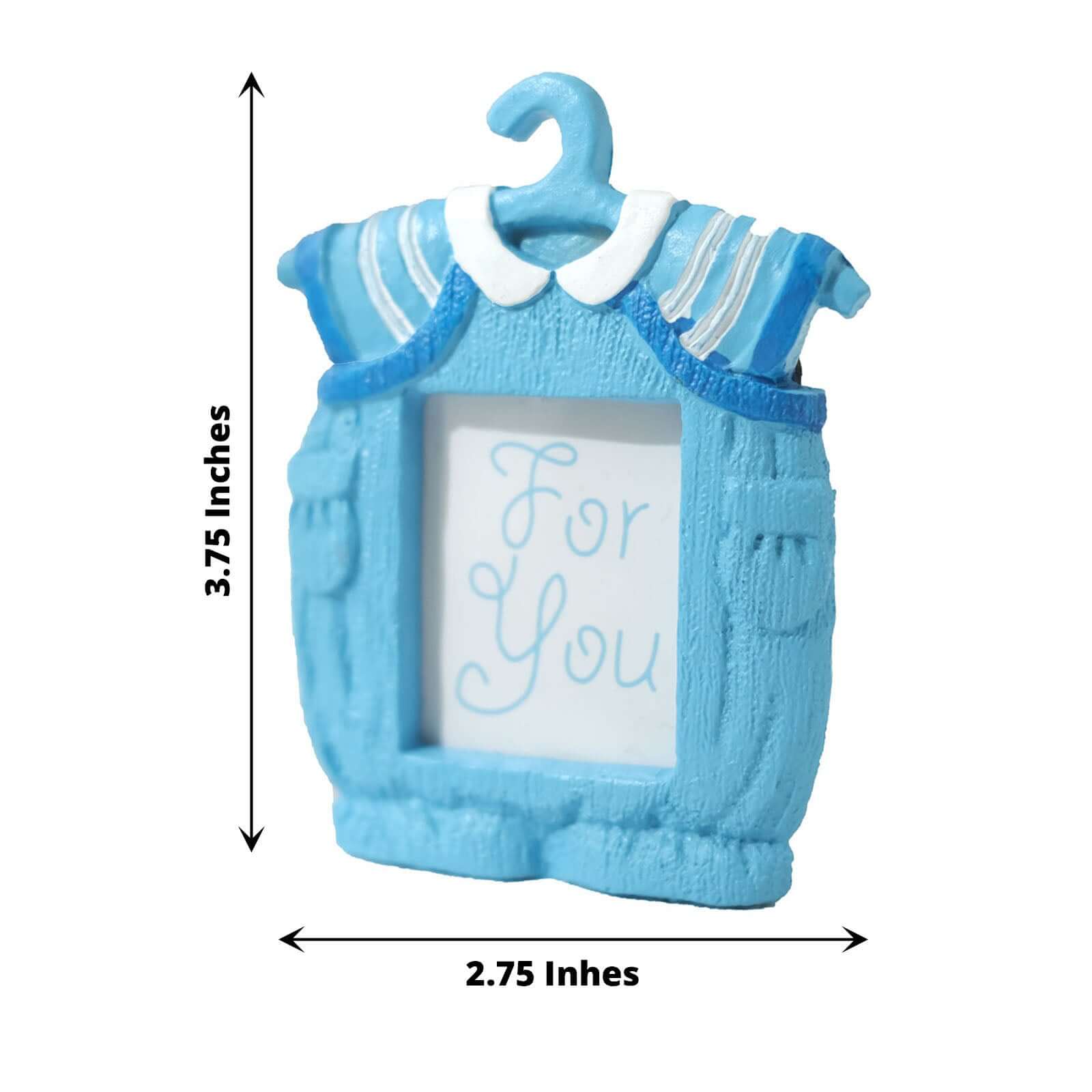 4 Pack Cute 4 Newborn Baby Boy Light Blue Clothes Resin Party Favors Picture Frame, Baby Shower Gender Reveal Party Gifts