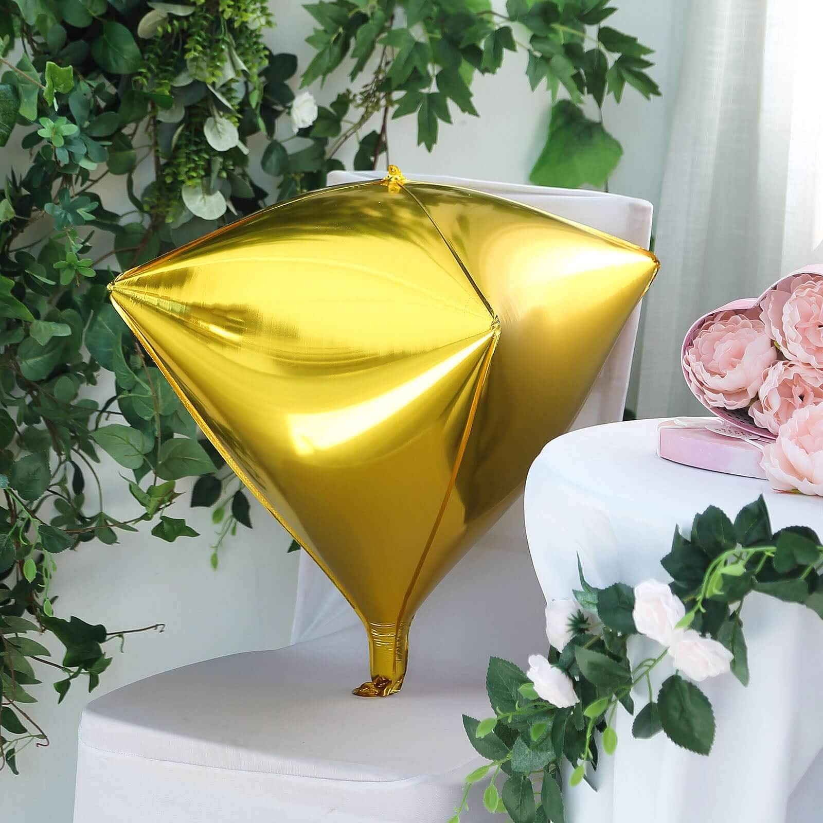 3 Pack 16 Shiny Gold 4D Diamond Self-Sealing Reusable Foil Balloon