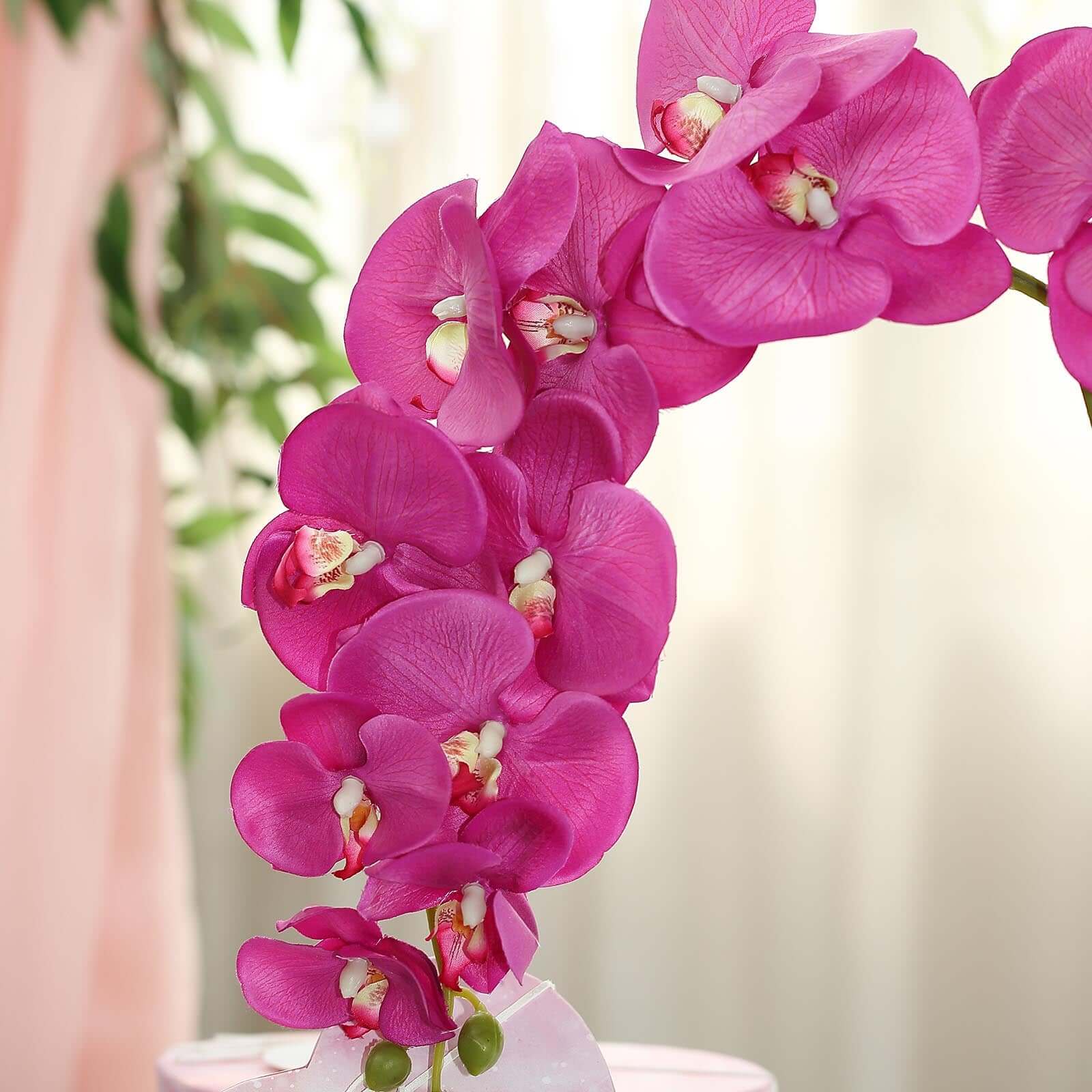 2 Stems 40 Tall Fuchsia Artificial Silk Orchid Flower Bouquets