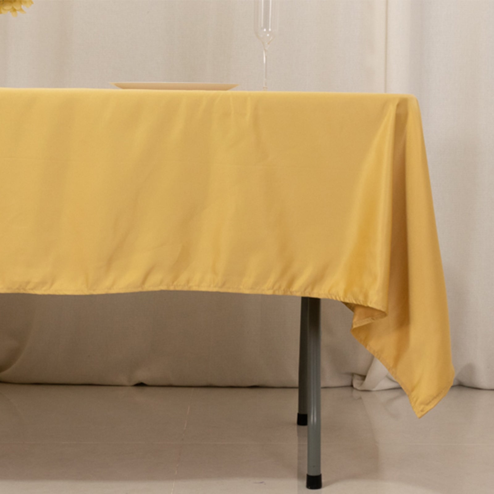 Lamour Satin 60x102 Rectangle Tablecloth Champagne - Durable & Silky Soft Feel Table Cover