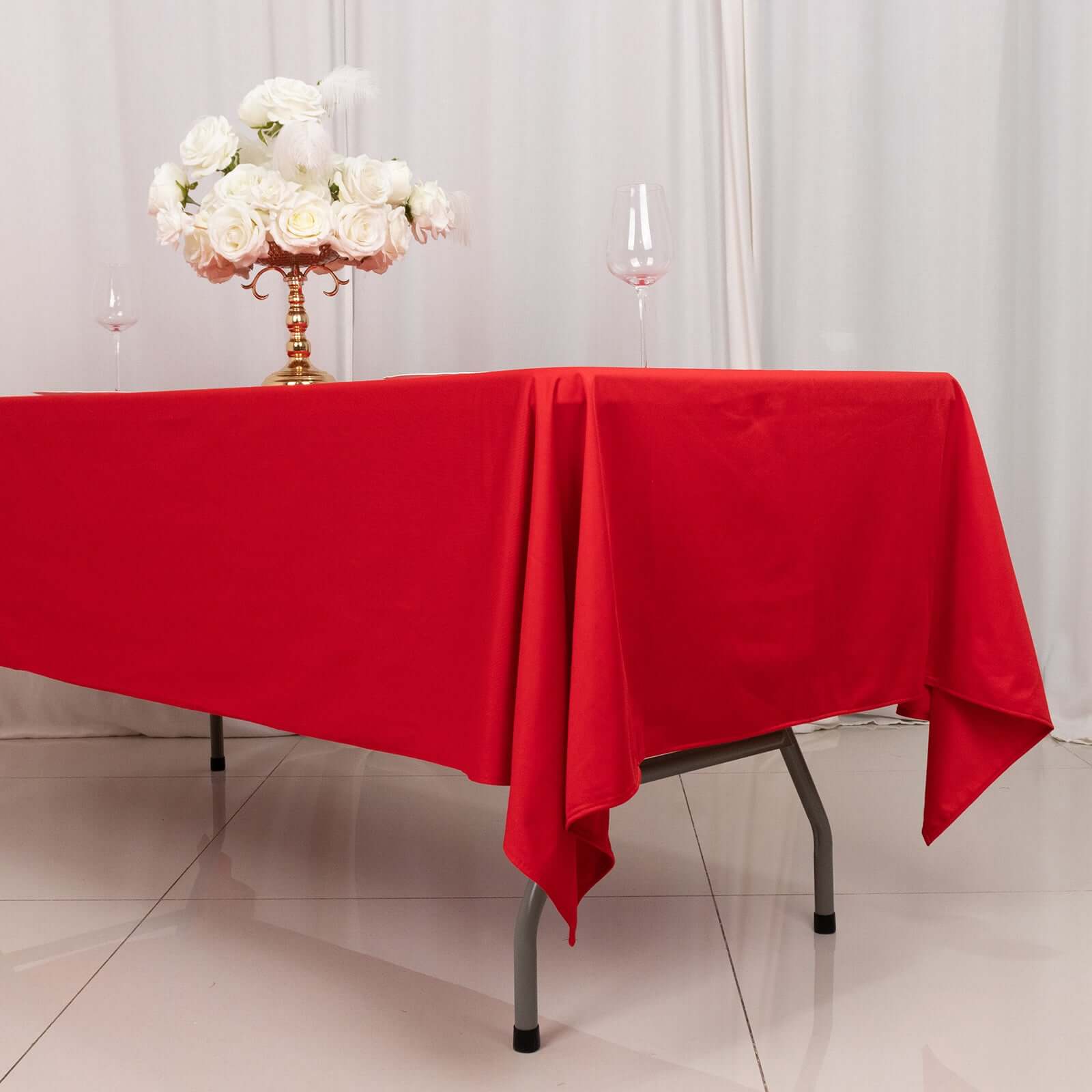 Premium Scuba Rectangular 60x102 Tablecloth Red - Wrinkle Free & Stain Resistant Table Cover