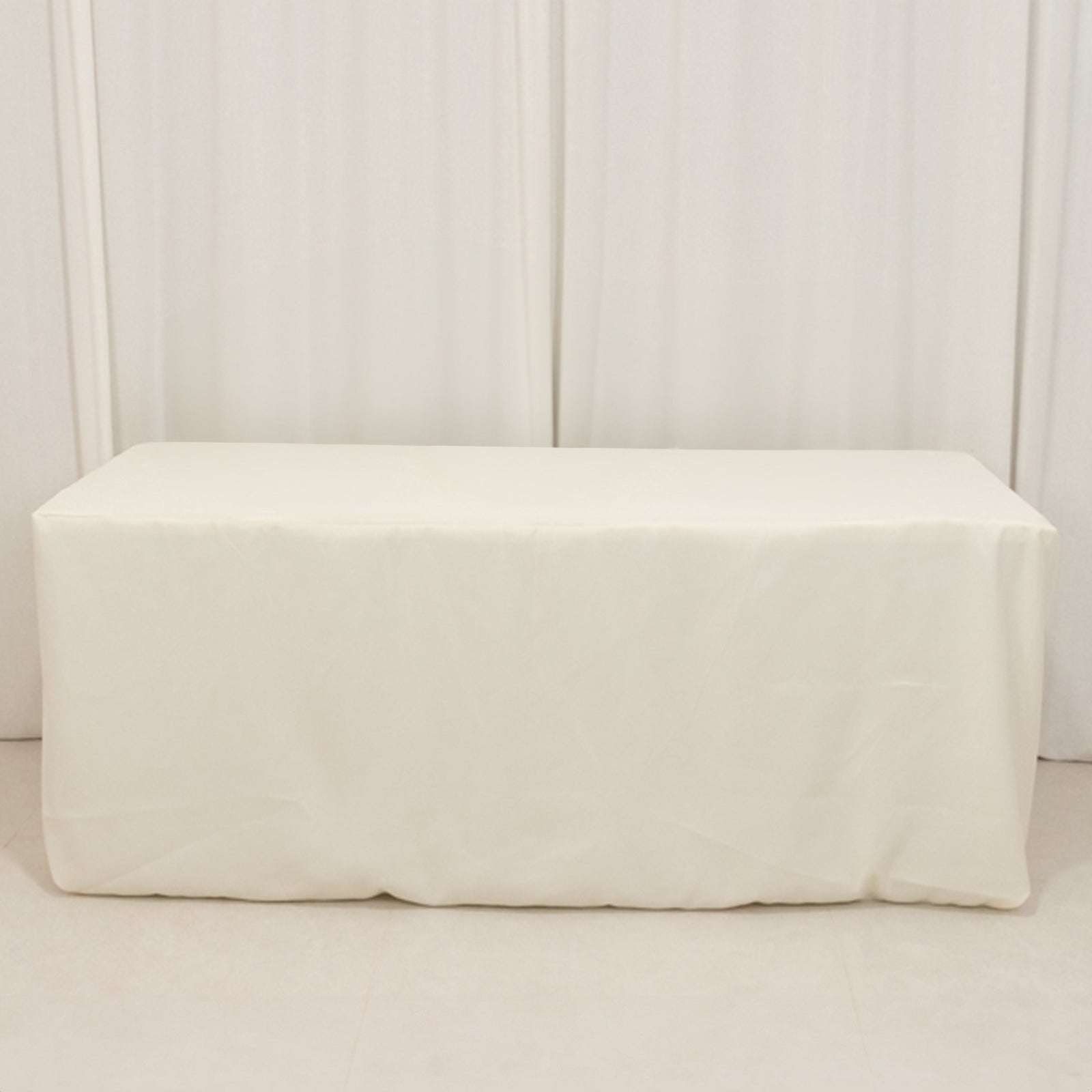 Premium Polyester 6ft Rectangle Tablecloth Ivory Durable Fitted 220GSM Table Cover