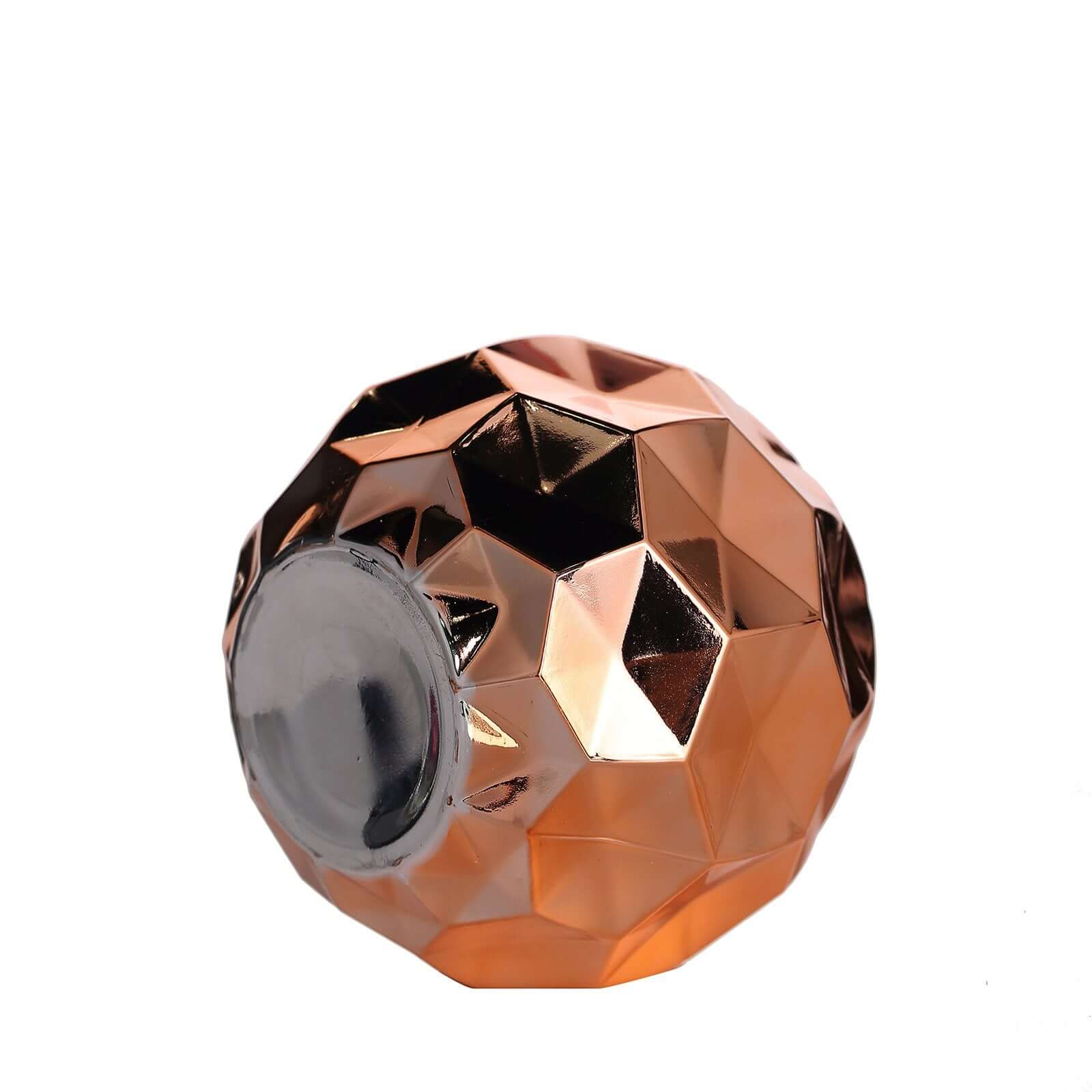 2-Pack Mercury Glass Vases Honeycomb Design Rose Gold - Stylish Geometric Wedding Centerpieces 6