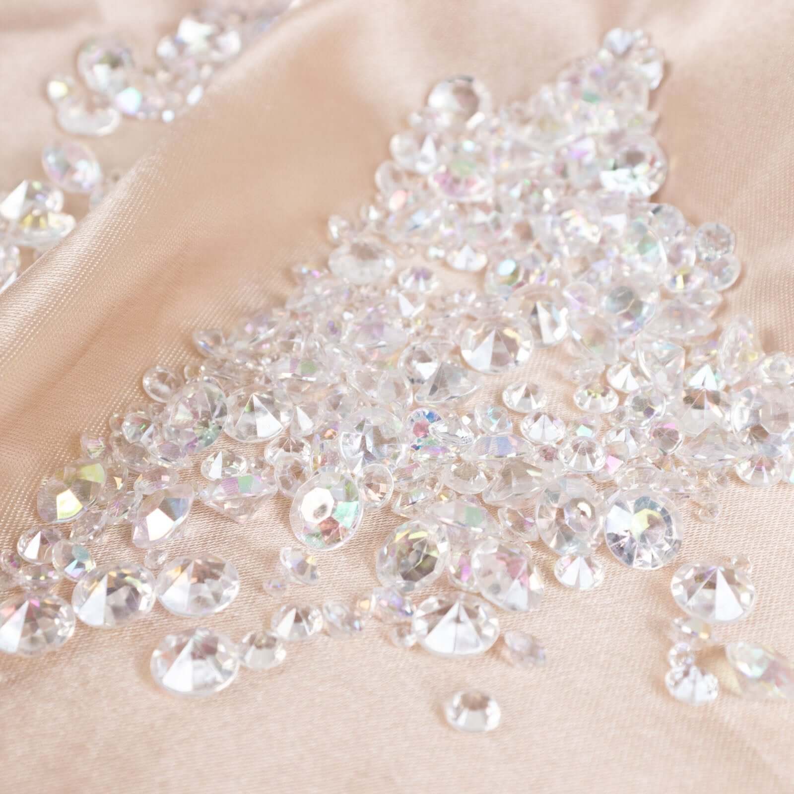 4000 Pcs Acrylic Diamond Vase Fillers Iridescent - Lustrous DIY Beads & Table Scatters for Wedding Decor 3mm, 6mm, 10mm