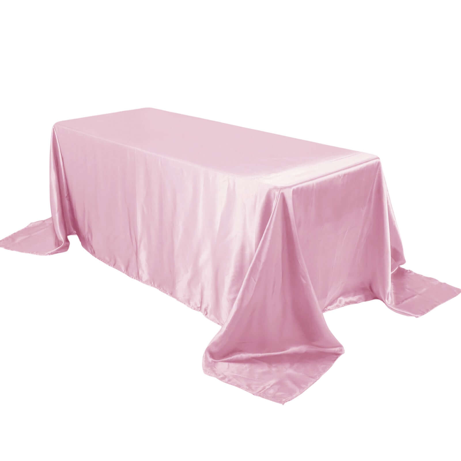 Satin Rectangular 90x132 Tablecloth Pink Satin - Seamless Table Cover