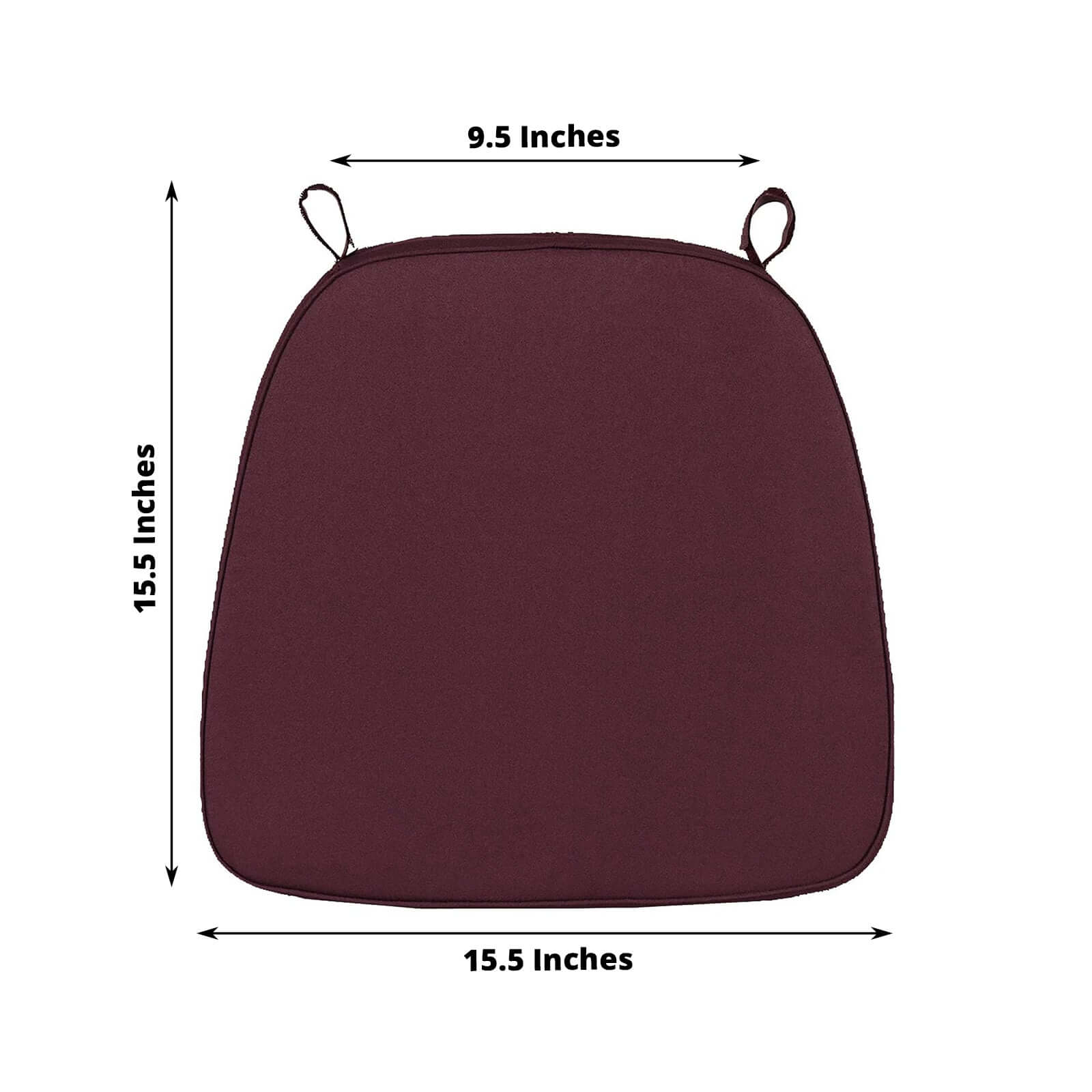 Chiavari Chair Cushion with 1.5 Thick Memory Foam and Ties Burgundy - Stylish Removable Cover for Comfort