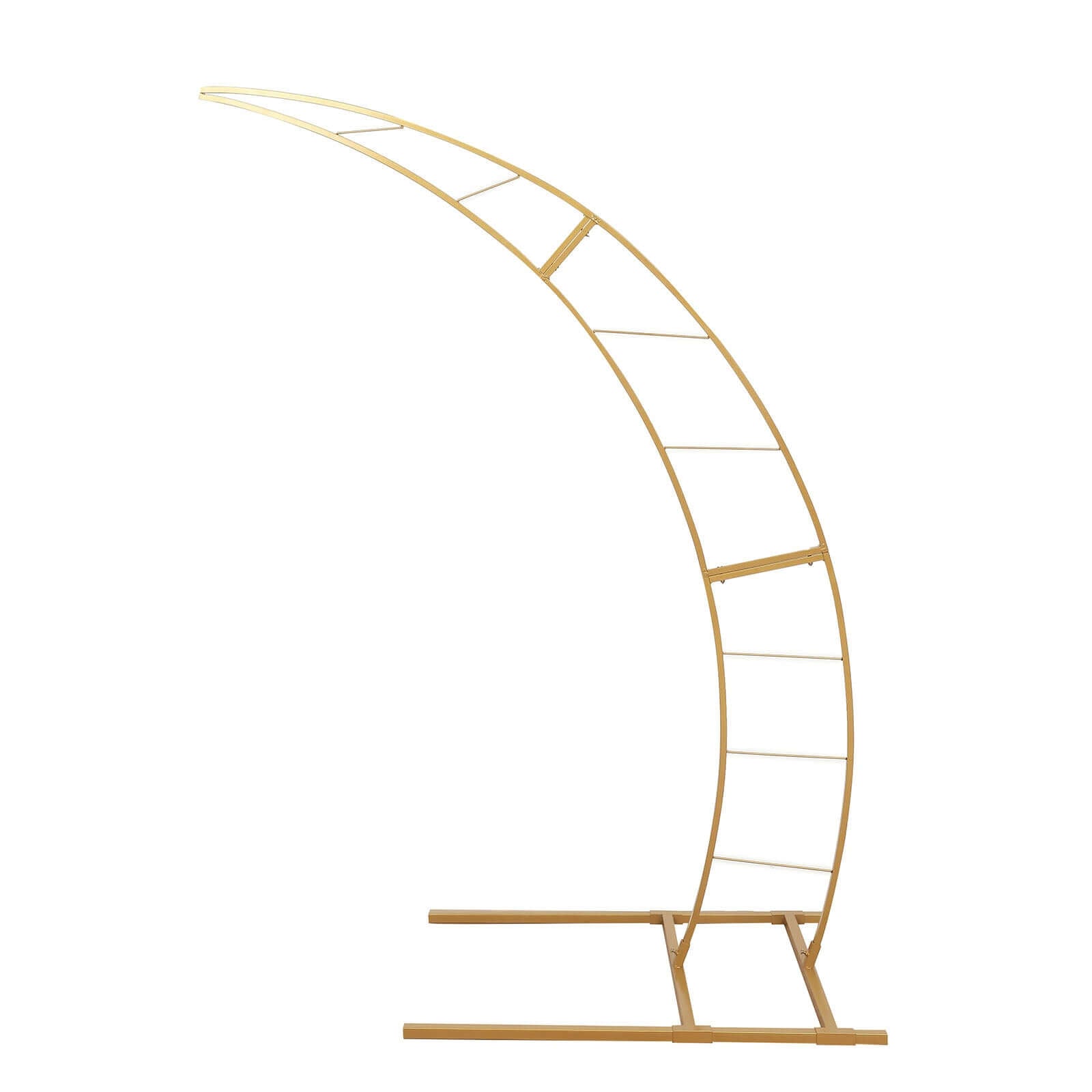 6.5ft Gold Metal Half Crescent Moon Wedding Arbor Frame, Curved Design Arch Flower Balloon Stand