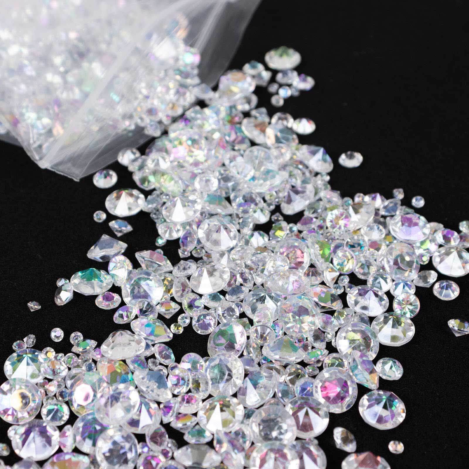 4000 Pcs Acrylic Diamond Vase Fillers Iridescent - Lustrous DIY Beads & Table Scatters for Wedding Decor 3mm, 6mm, 10mm