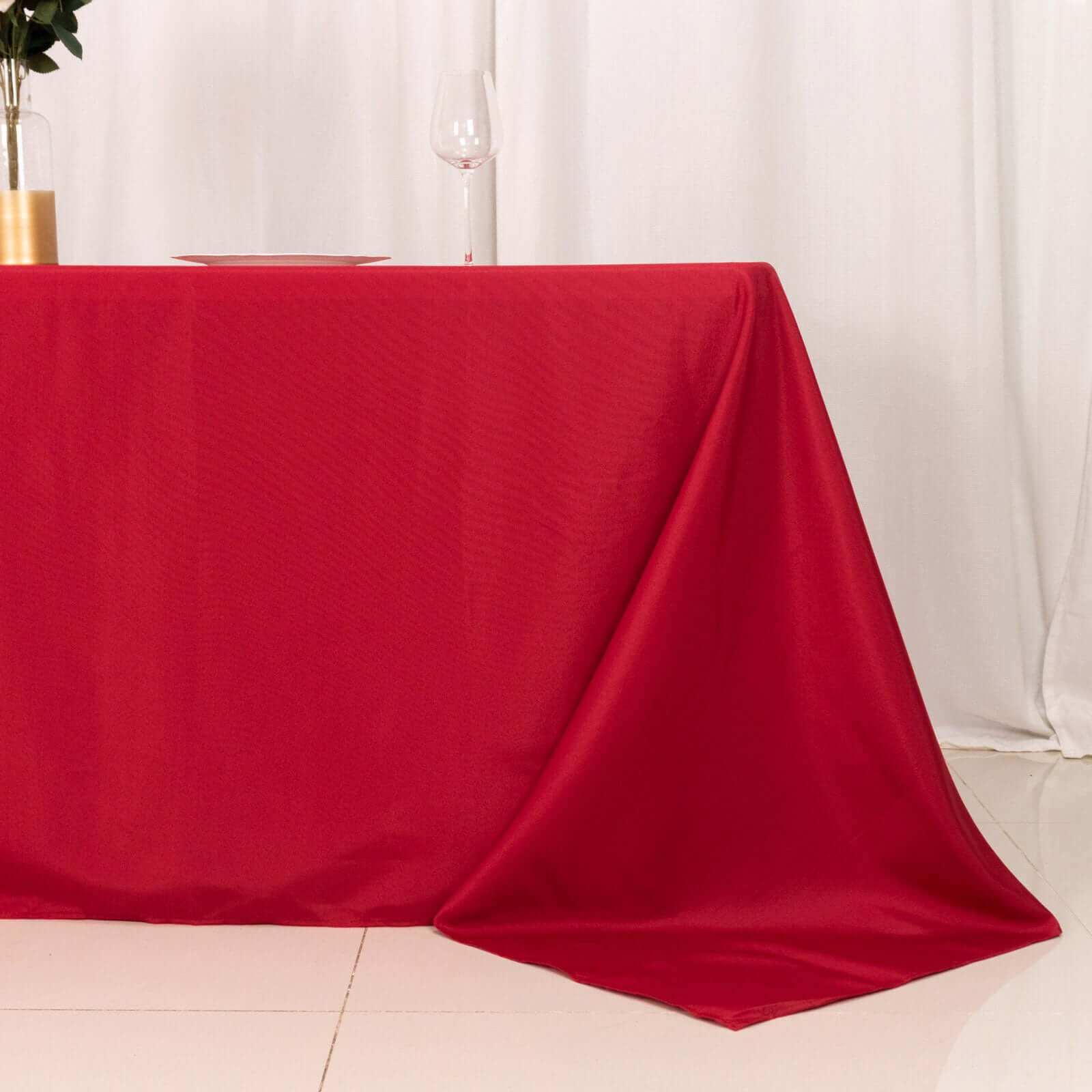 Polyester 90x132 Rectangle Tablecloth Wine - Seamless Wrinkle-Resistant Table Cover