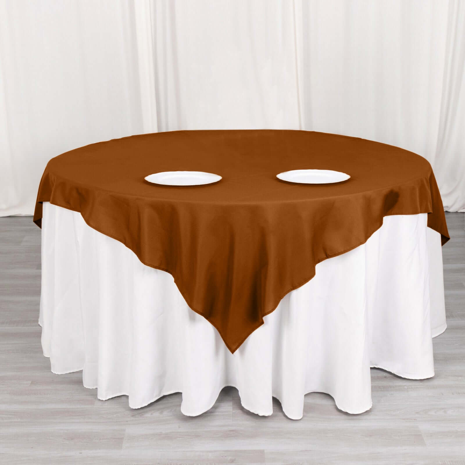 Polyester 70x70 Table Overlay Square Tablecloth Cinnamon Brown - Wrinkle-Resistant & Durable Table Cover