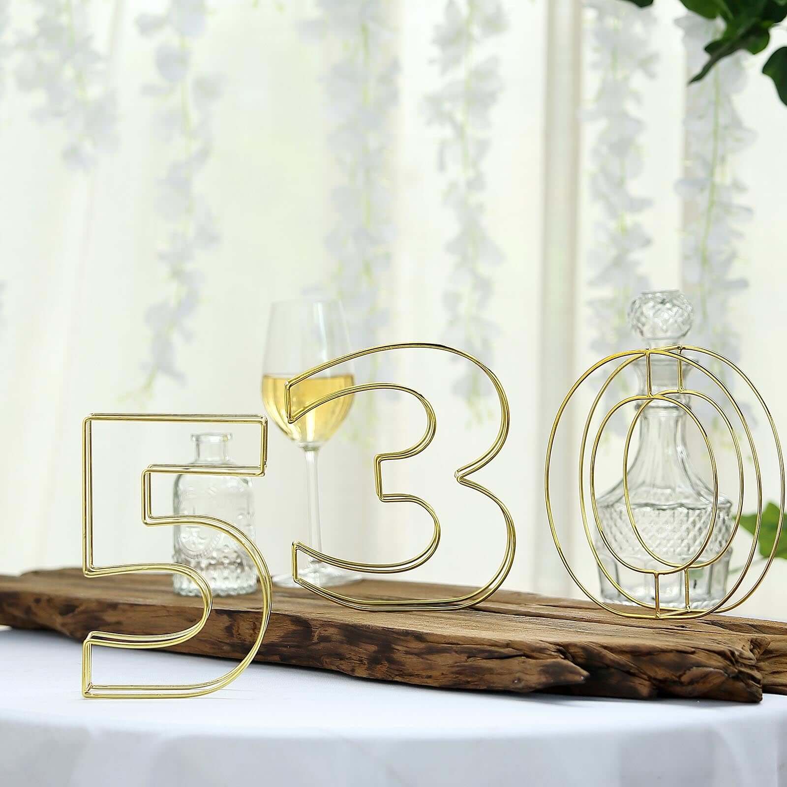 8 Tall Gold Freestanding 3D Decorative Metal Wire Numbers, Wedding Table Numbers -6