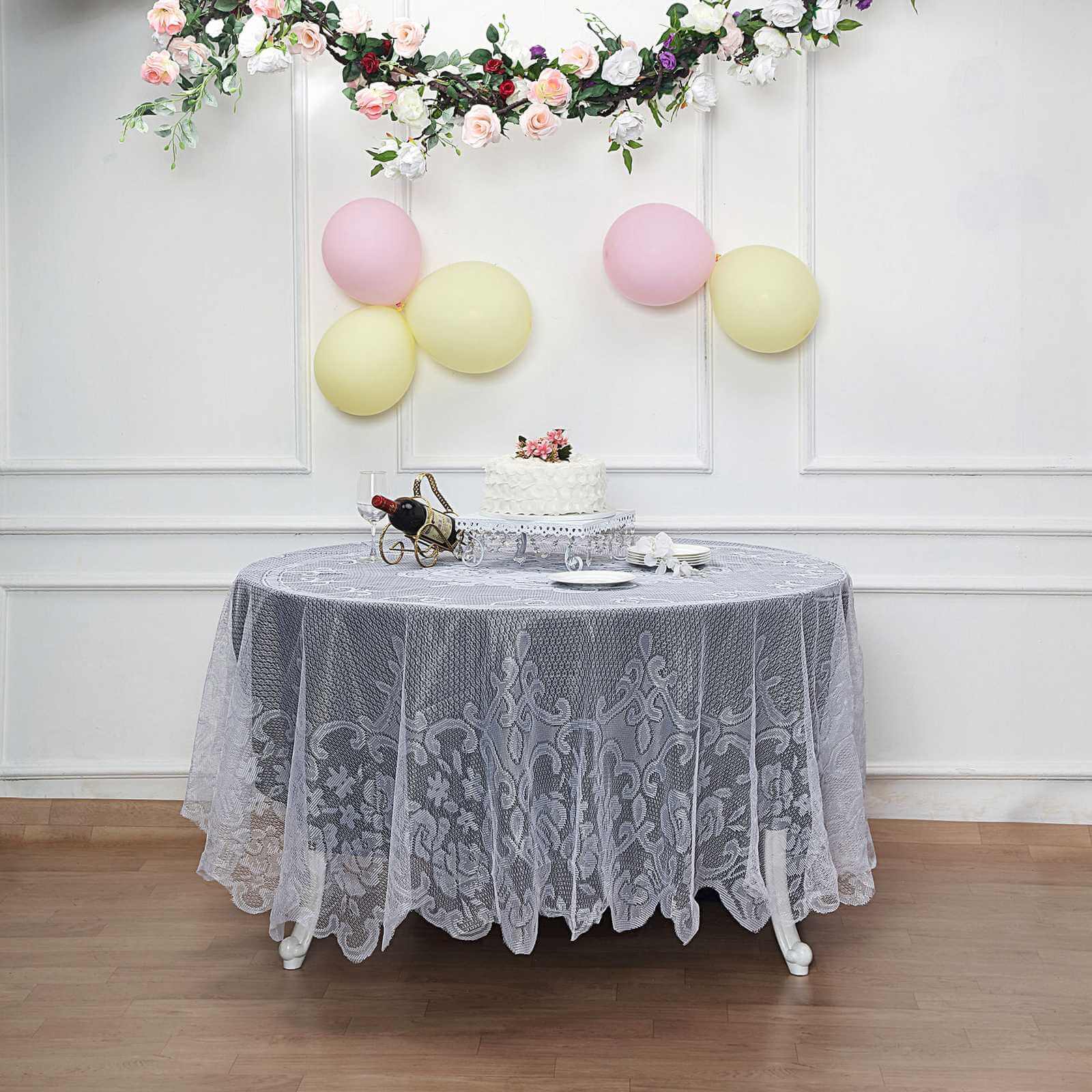 Lace 90 Round Tablecloth White - Premium Design for Versatile Table Decor