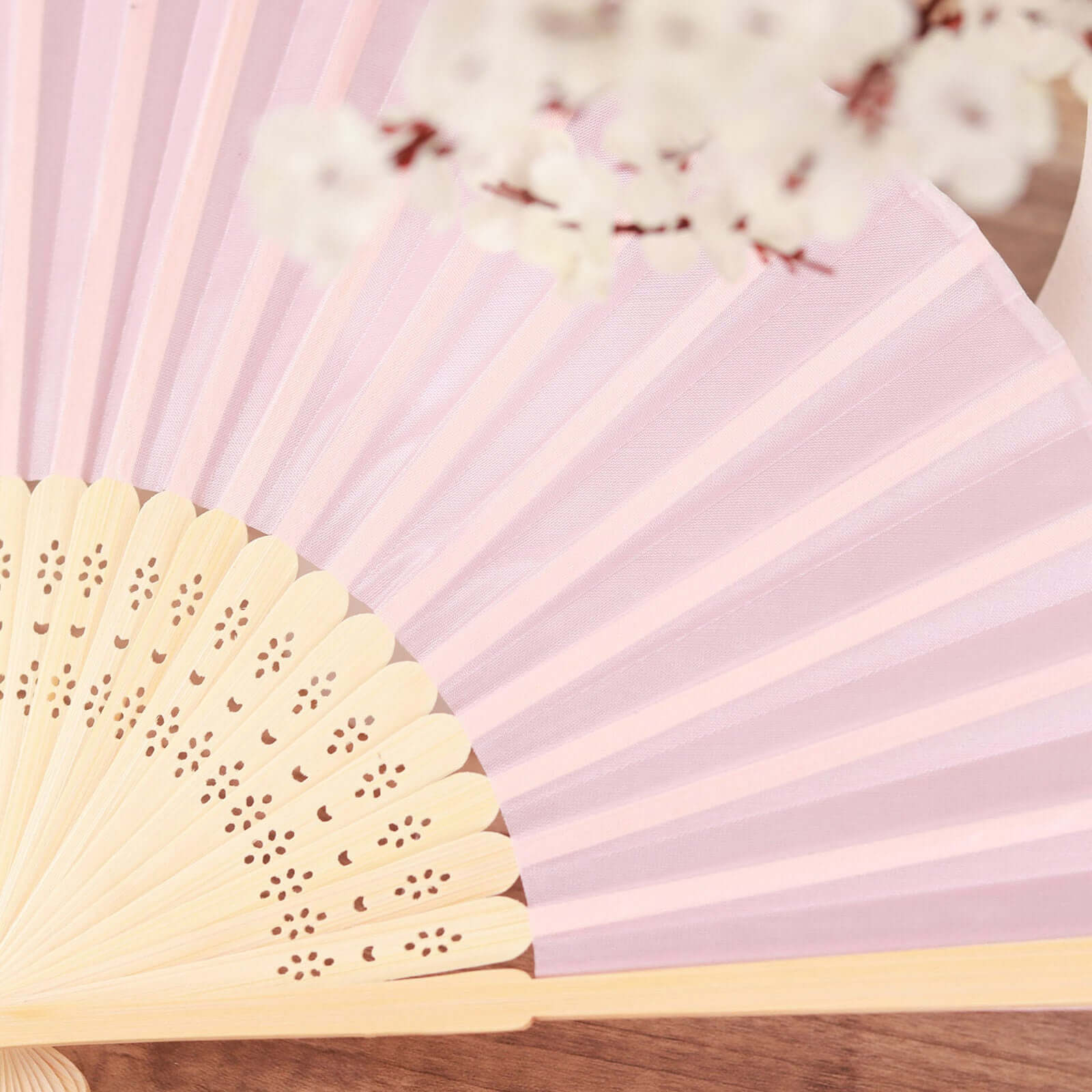 5 Pack Blush Asian Silk Folding Fans Party Favors, Oriental Folding Fan Favors