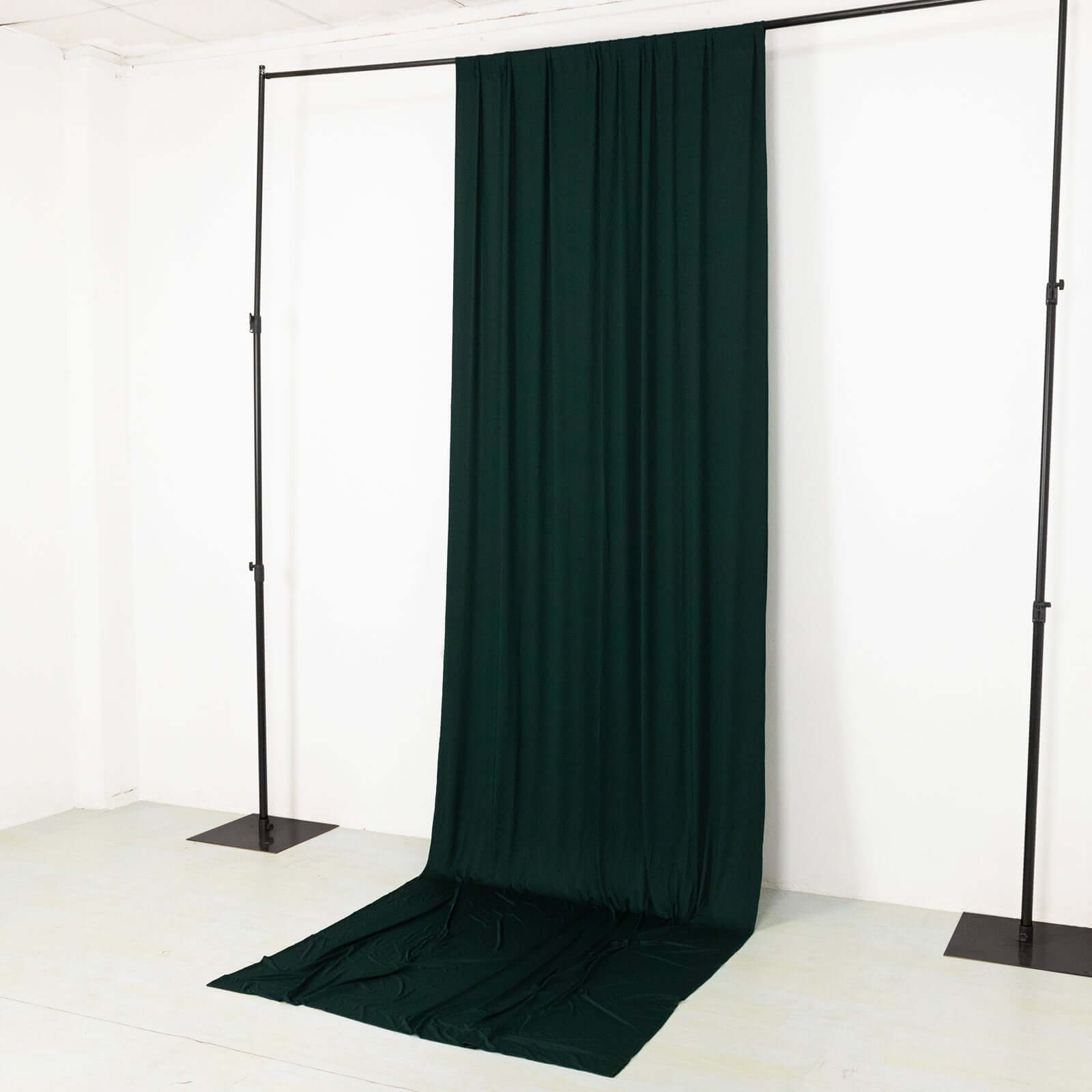 Hunter Emerald Green 4-Way Stretch Spandex Event Curtain Drapes, Wrinkle Free Backdrop Event Panel with Rod Pockets - 5ftx14ft