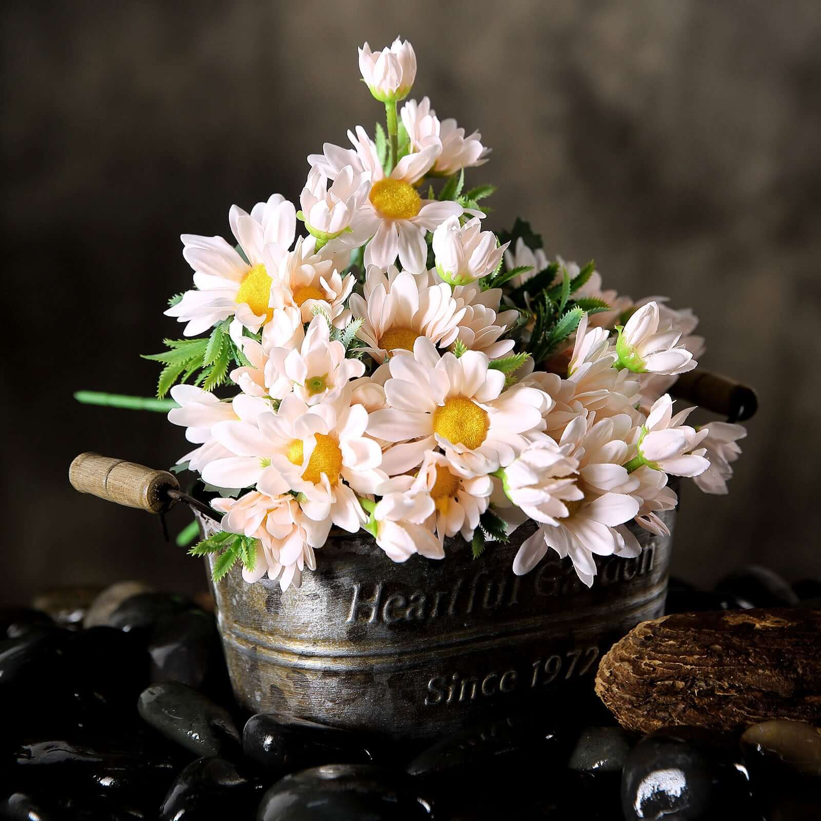 4 Bushes 11 Blush Artificial Silk Daisy Flower Bouquet Branches