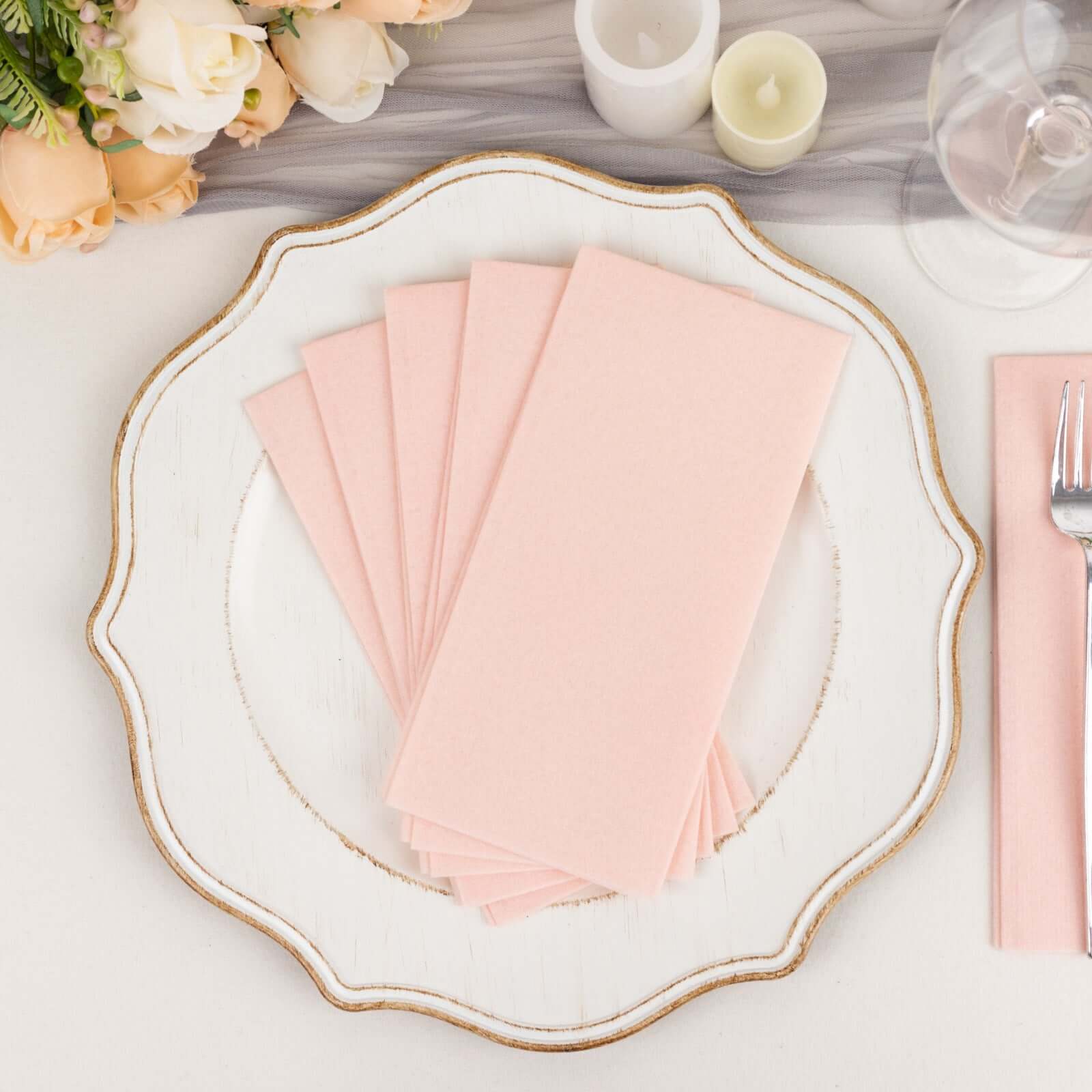 20-Pack Paper Linen-Like Napkins Blush - Disposable Hygienic Airlaid Guest Towels 8.5x4