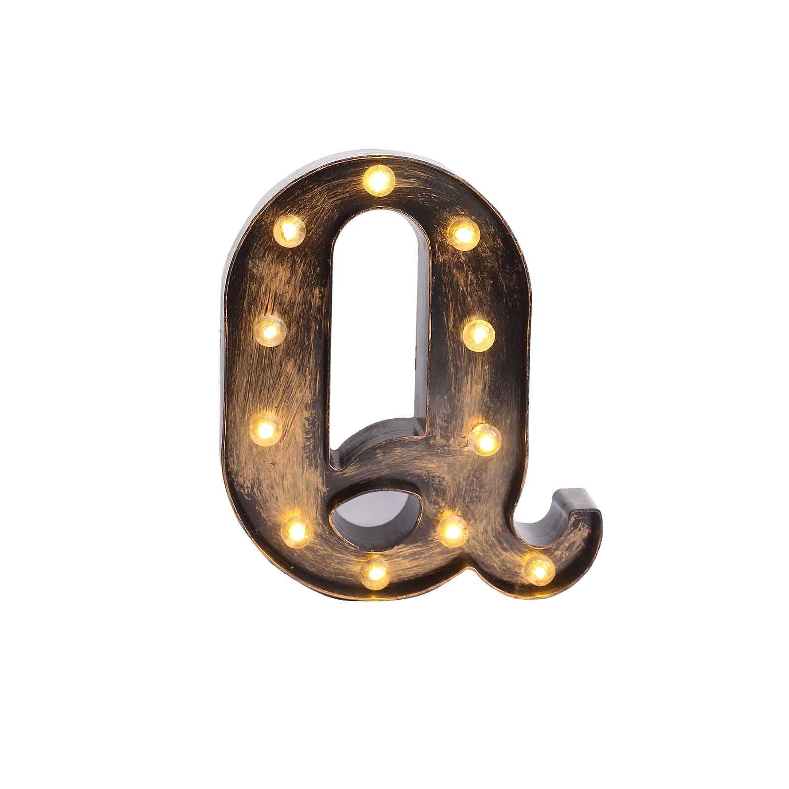 LED Marquee Letter Q Industrial Style Antique Black - Light-Up Alphabet Sign for Weddings & Displays 9