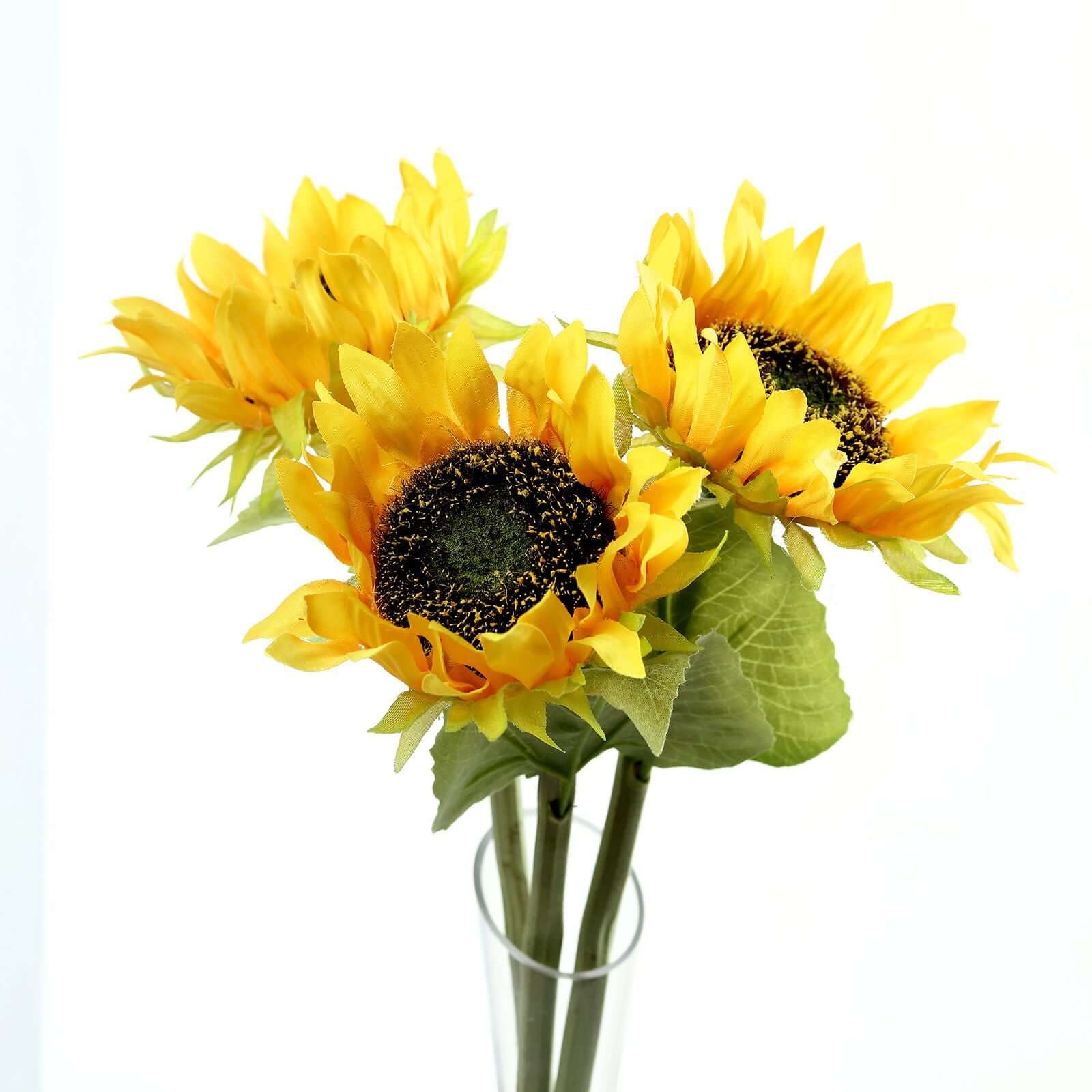 3 Stems 17 Yellow Artificial Silk Sunflower Flower Bouquet Branches