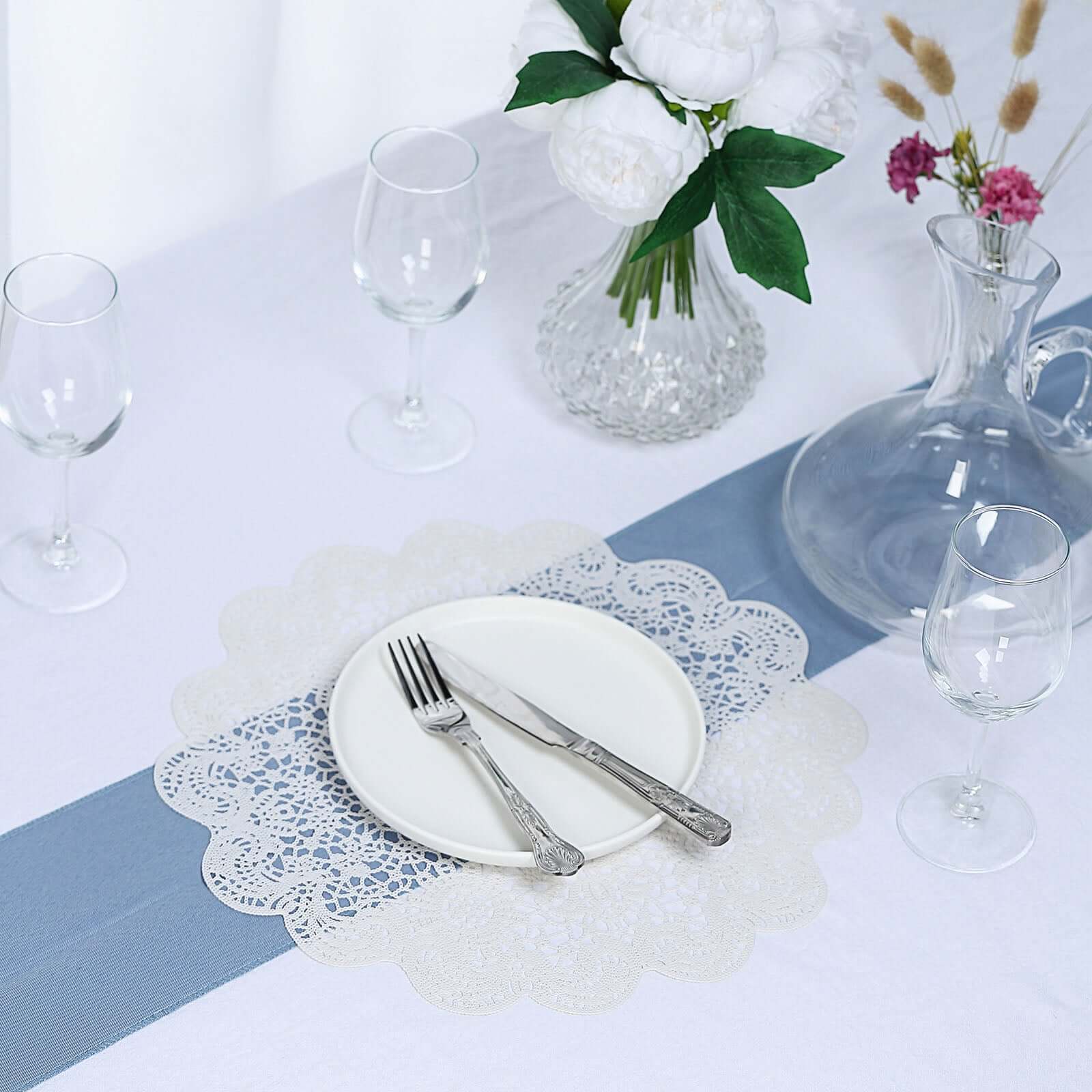 6-Pack Dining Table Mats Floral Lace Design White - Vinyl Non-Slip Surface with Vintage Appeal 15