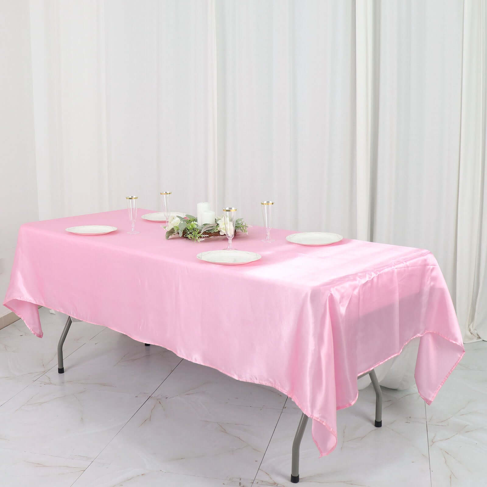 Satin Rectangular 60x102 Tablecloth Pink - Smooth and Lustrous Table Cover