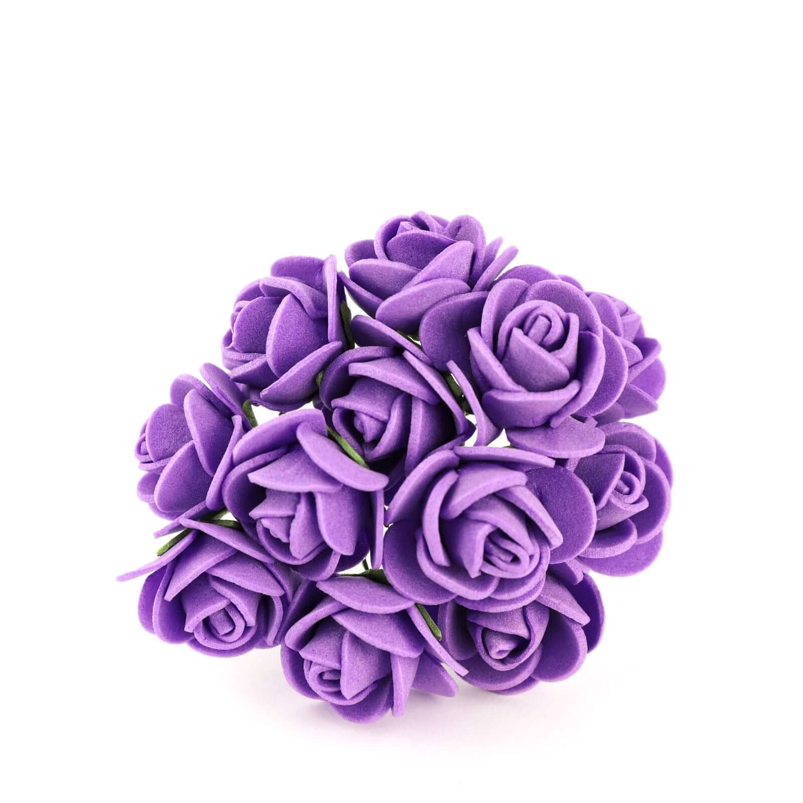 48 Roses 1 Purple Real Touch Artificial DIY Foam Rose Flowers With Stem, Craft Rose Buds