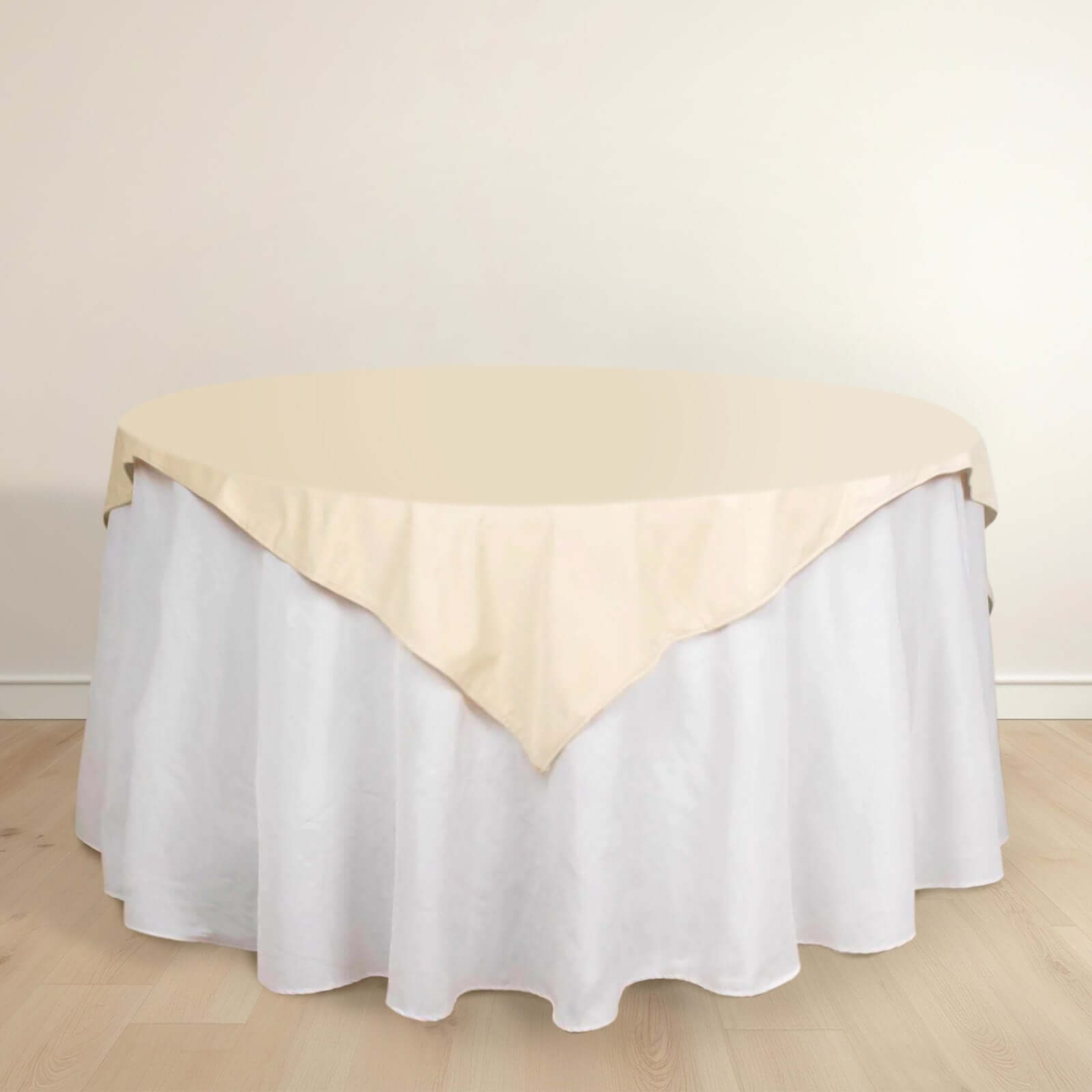 Premium Scuba 54x54 Table Overlay Square Tablecloth Beige - Wrinkle Free & Stain Resistant Table Cover