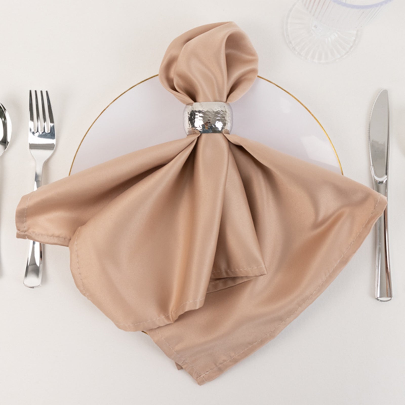 5 Pack Lamour Satin 20x20 Napkins Nude - Soft Matte Finish Dinner Napkins