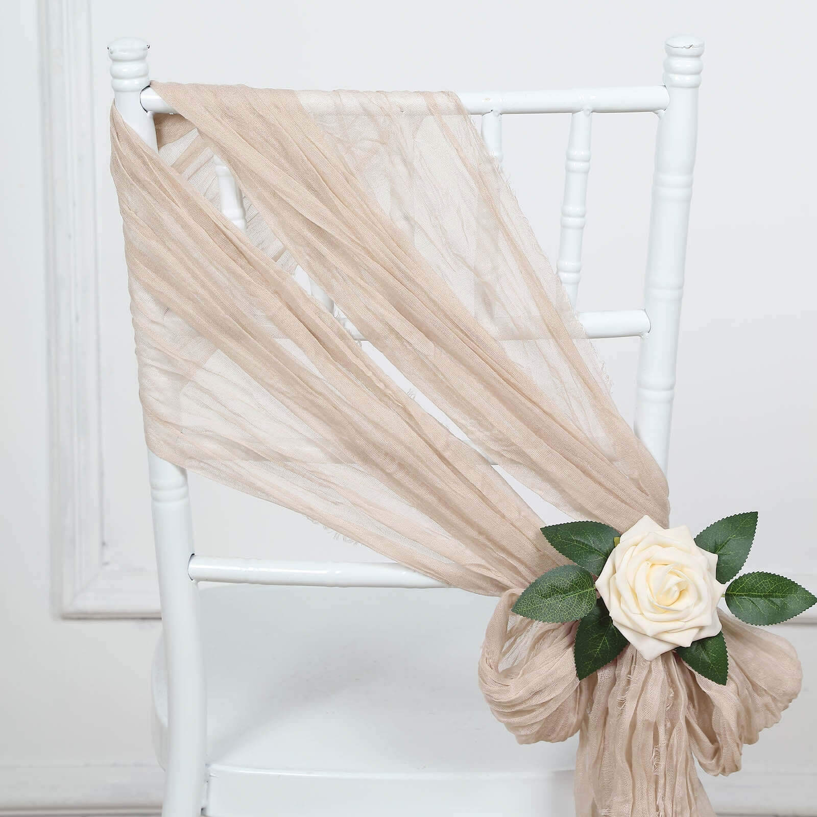 5 Pack Cheesecloth Gauze 16x88 Chair Sashes Nude Beige - Boho Chair Decorations